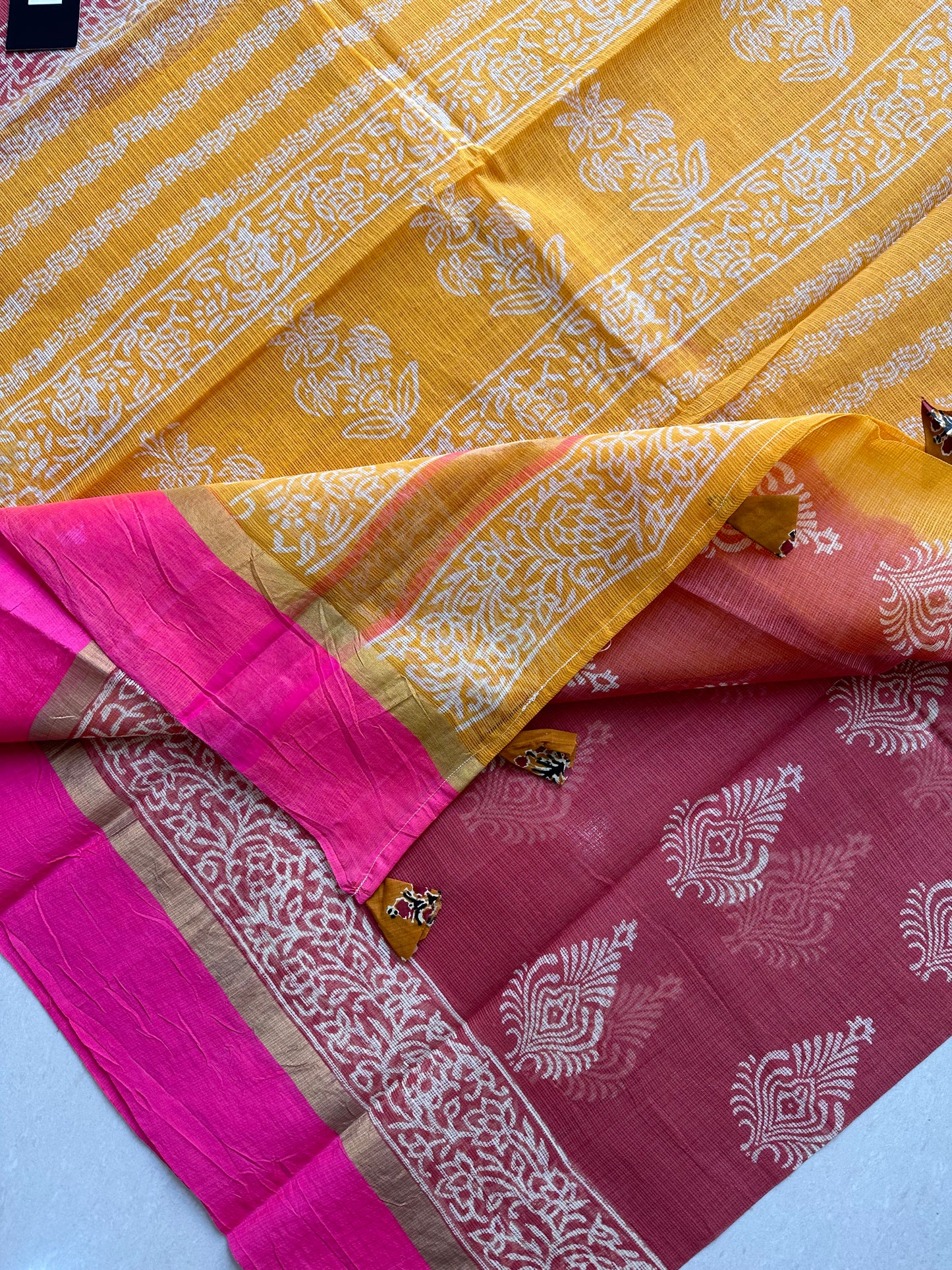 Pure HandBlock Printed Kota Cotton Doria Saree