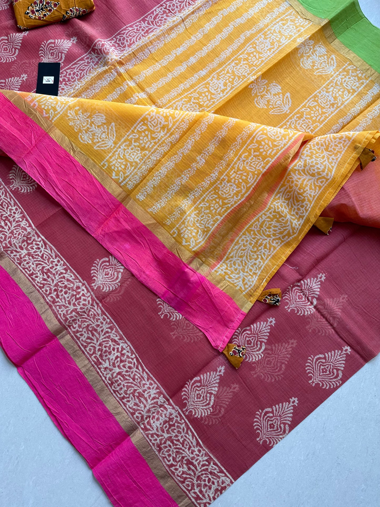 Pure HandBlock Printed Kota Cotton Doria Saree