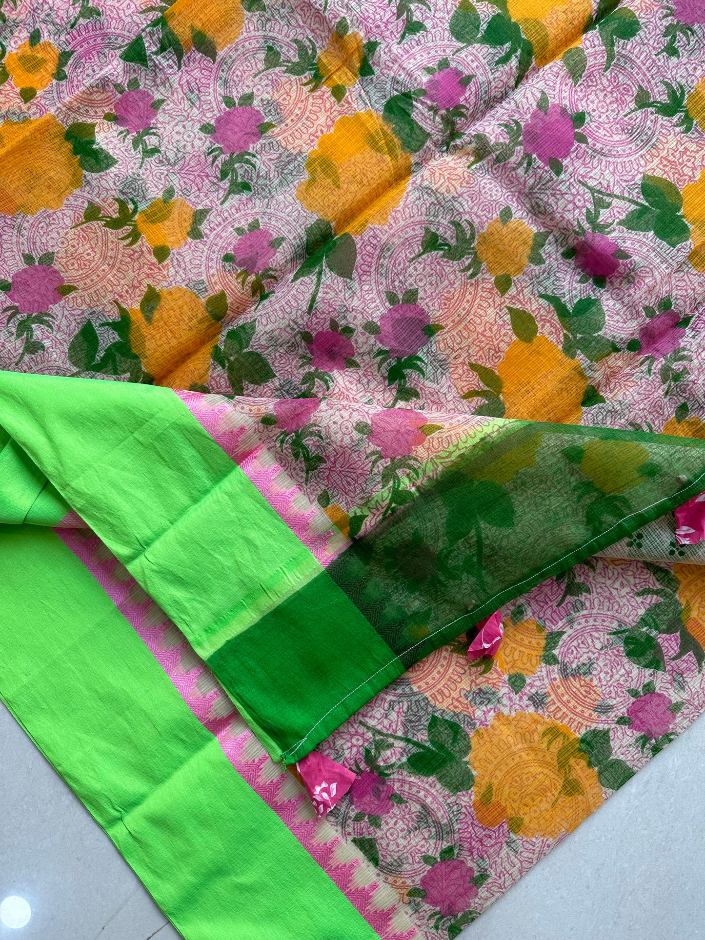 Pure HandBlock Printed Kota Cotton Doria Saree