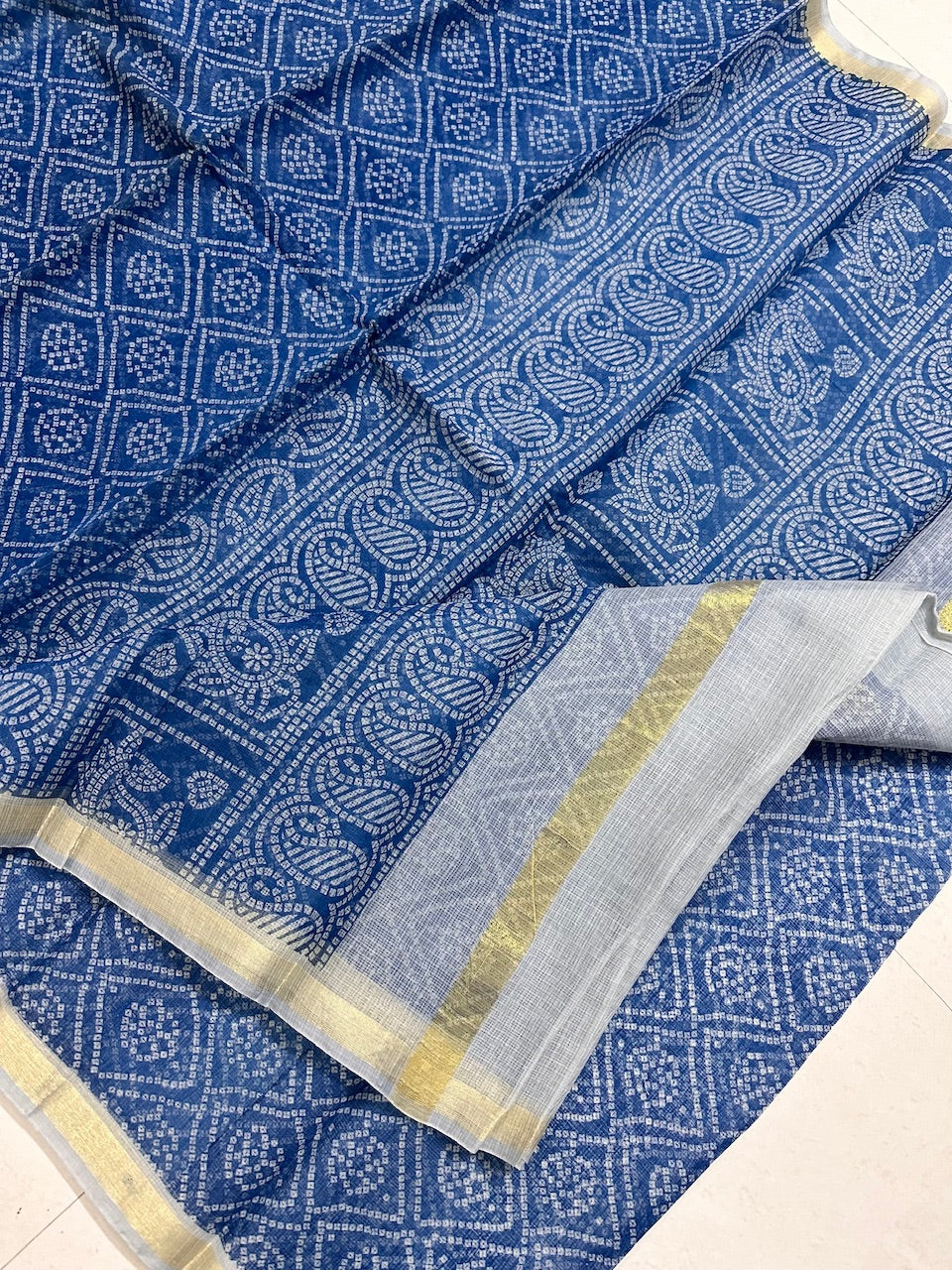 HandBlock Bandhini Printed Kota Cotton Doria Saree