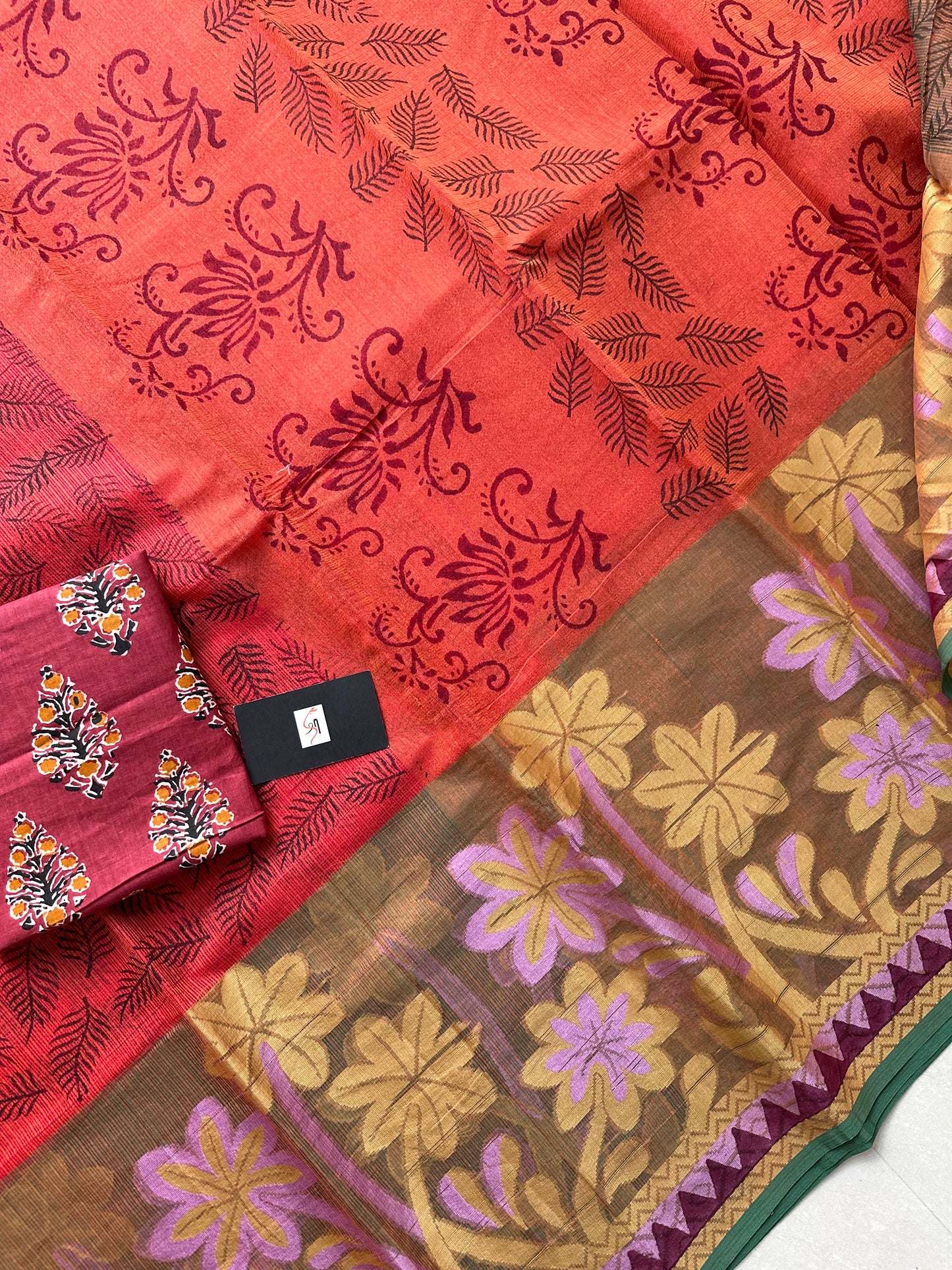 Pure HandBlock Printed Kota Cotton Doria Saree