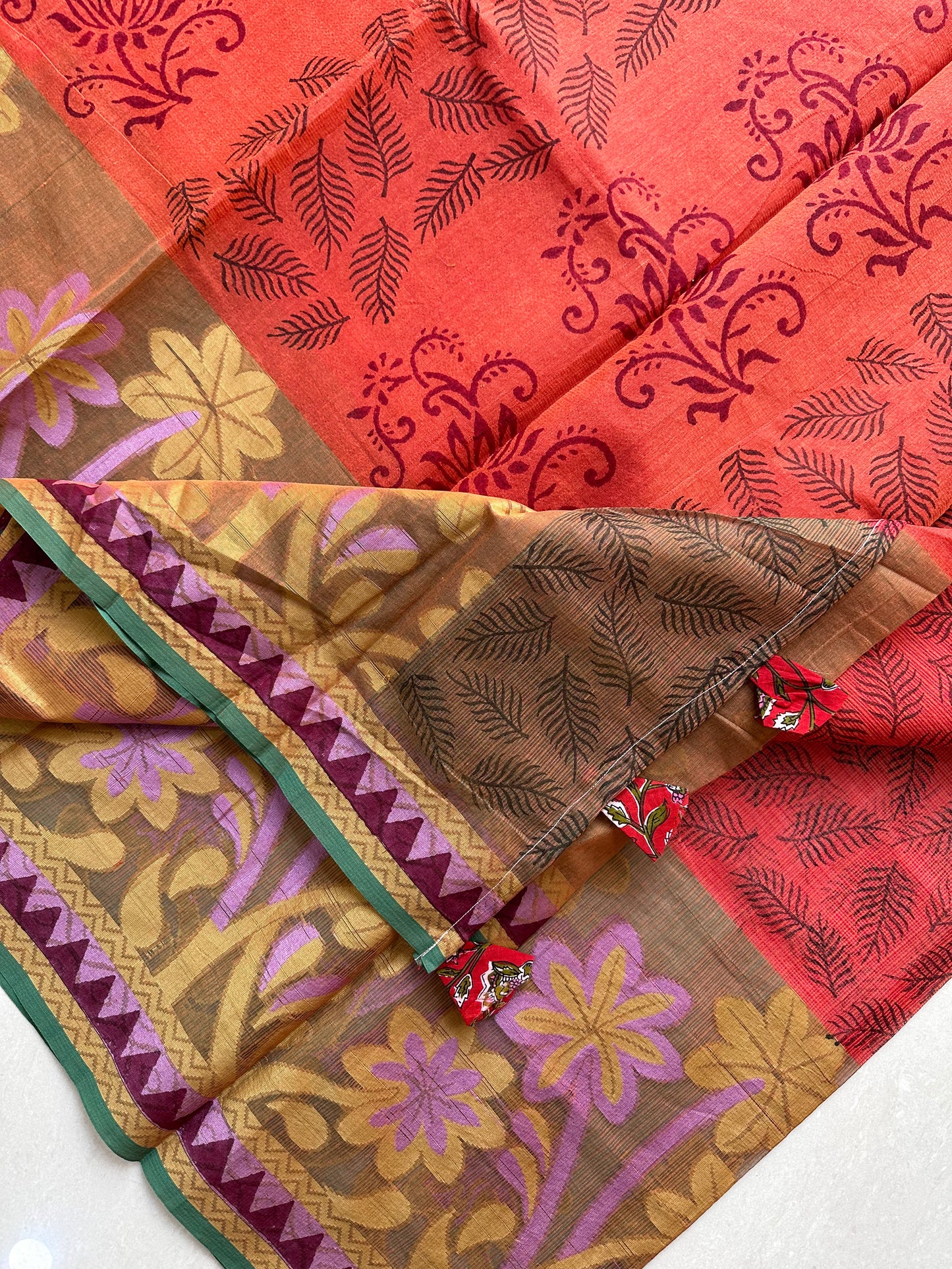 Pure HandBlock Printed Kota Cotton Doria Saree