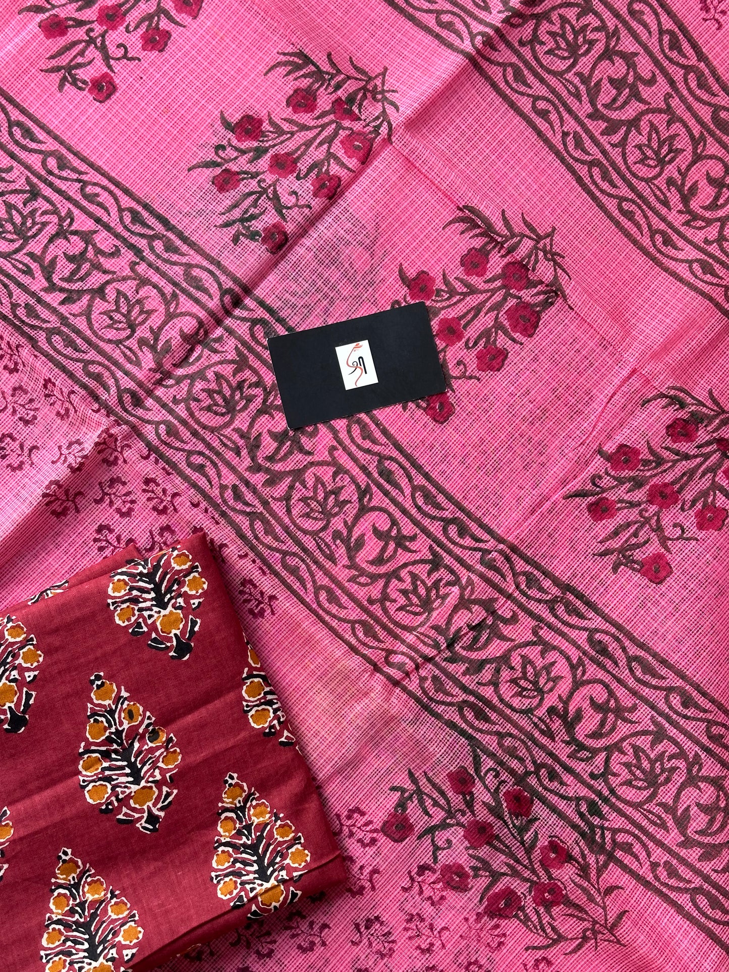 Pure HandBlock Printed Kota Cotton Doria Saree