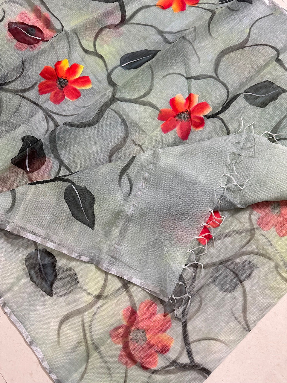 Handpainted Kota Cotton Doria Saree