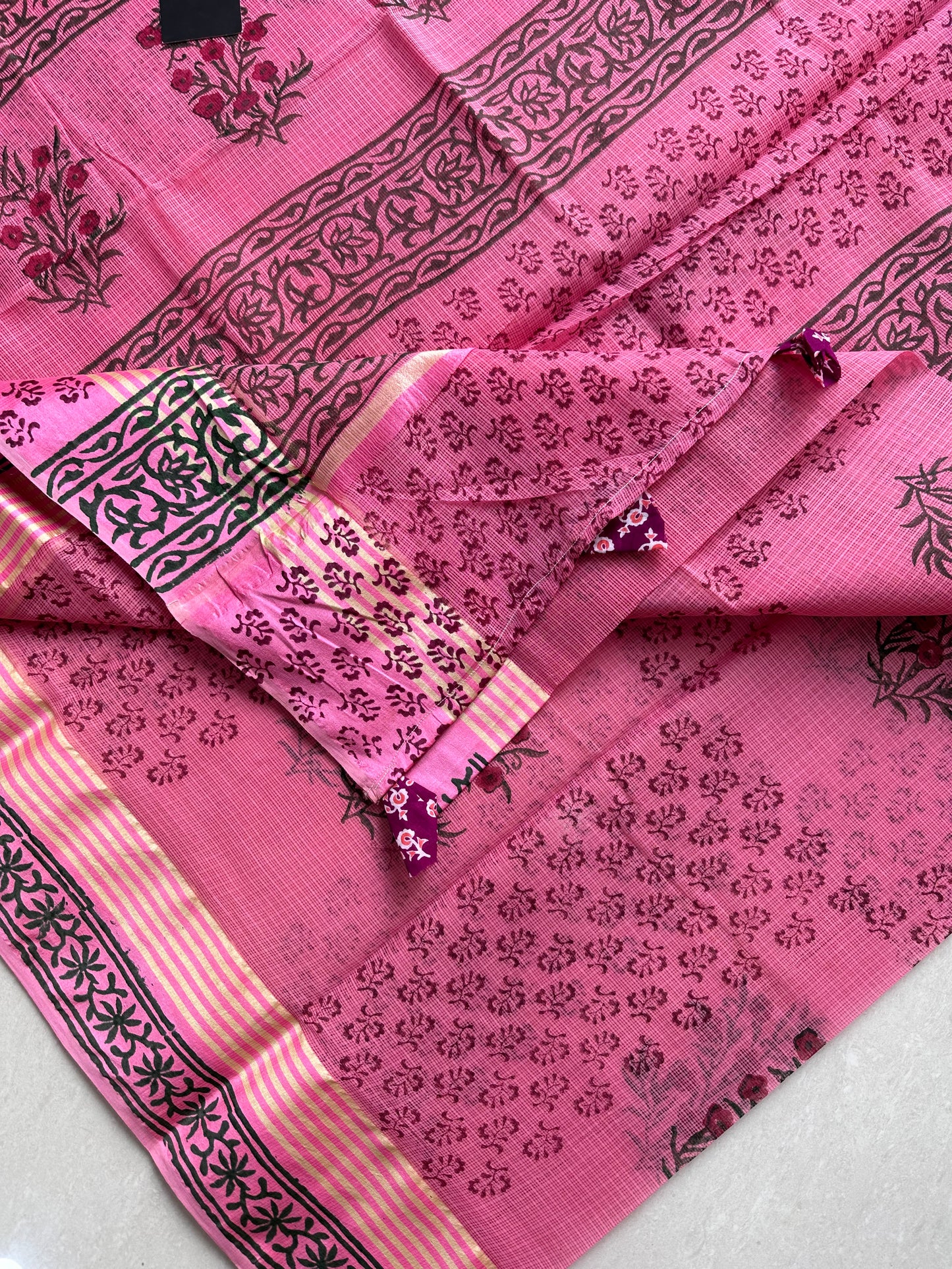 Pure HandBlock Printed Kota Cotton Doria Saree