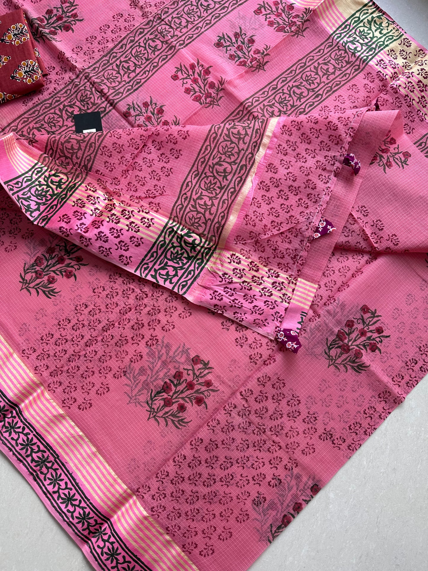 Pure HandBlock Printed Kota Cotton Doria Saree