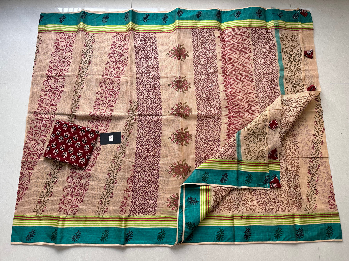 Pure HandBlock Printed Kota Cotton Doria Saree