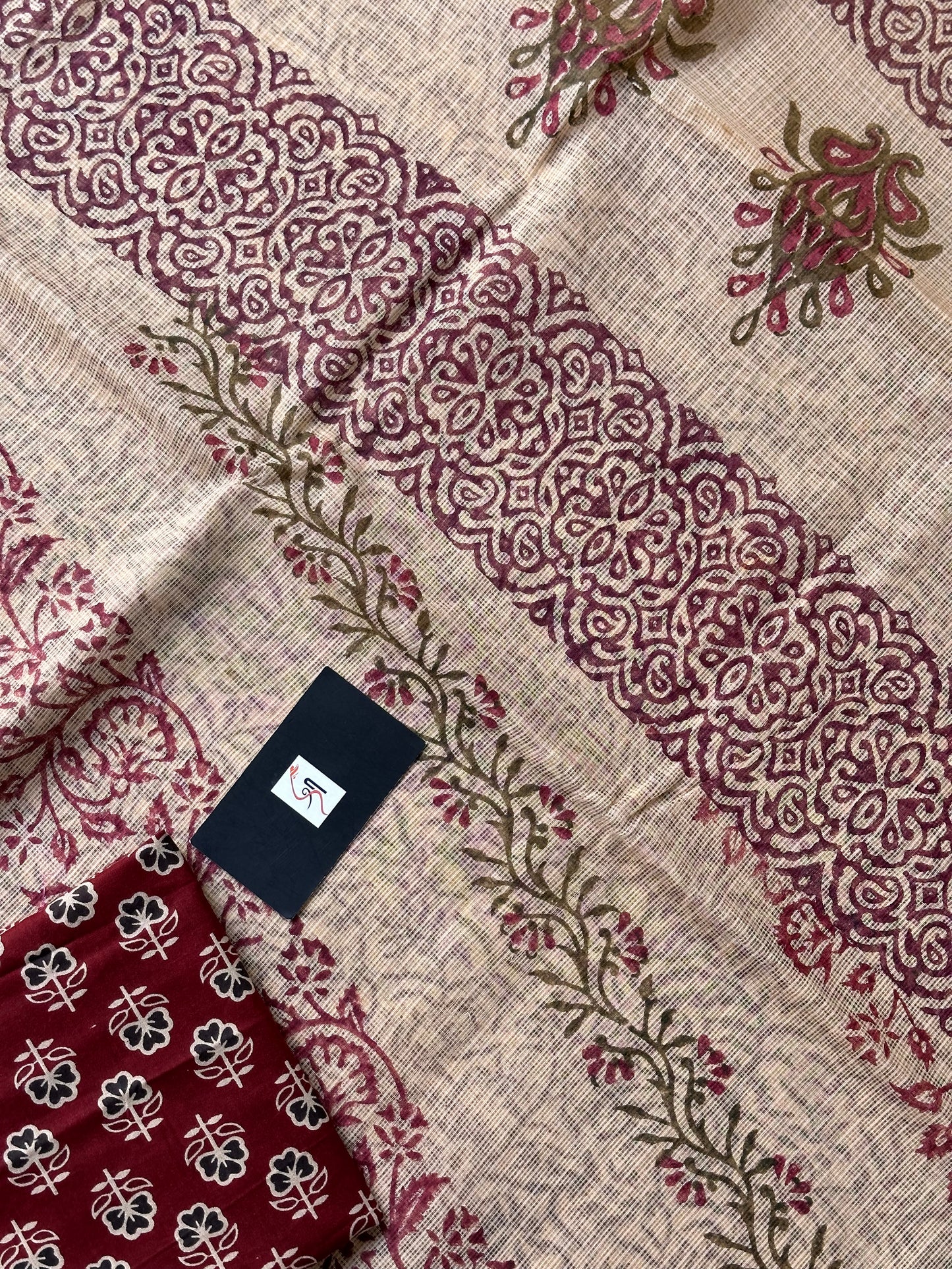 Pure HandBlock Printed Kota Cotton Doria Saree