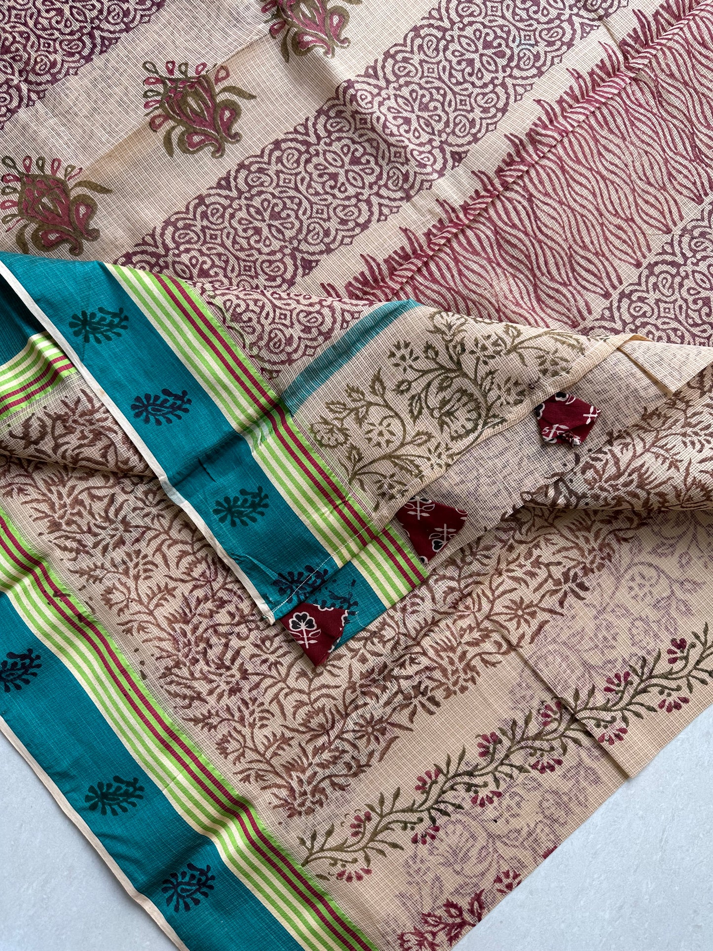 Pure HandBlock Printed Kota Cotton Doria Saree