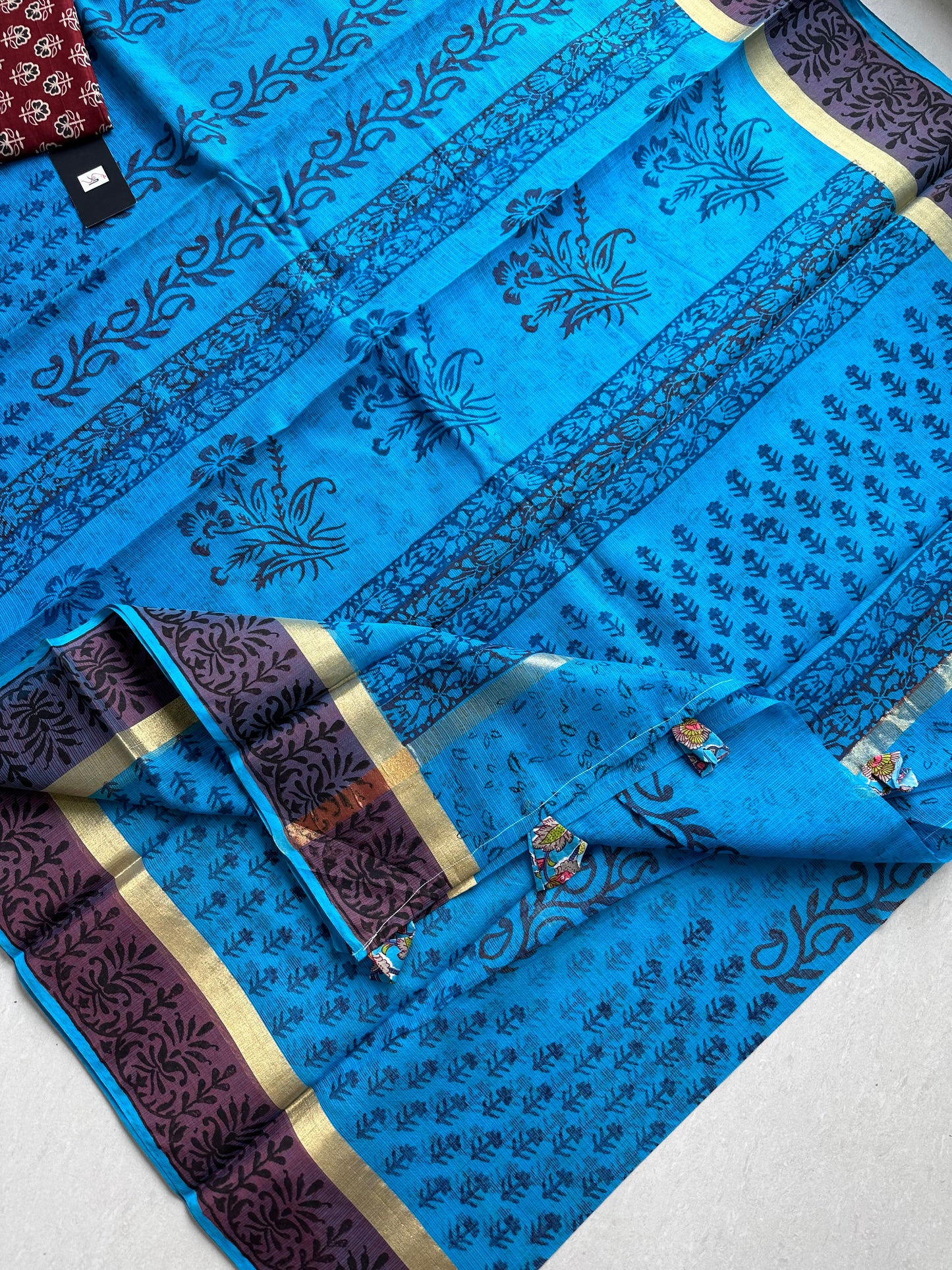 Pure HandBlock Printed Kota Cotton Doria Saree