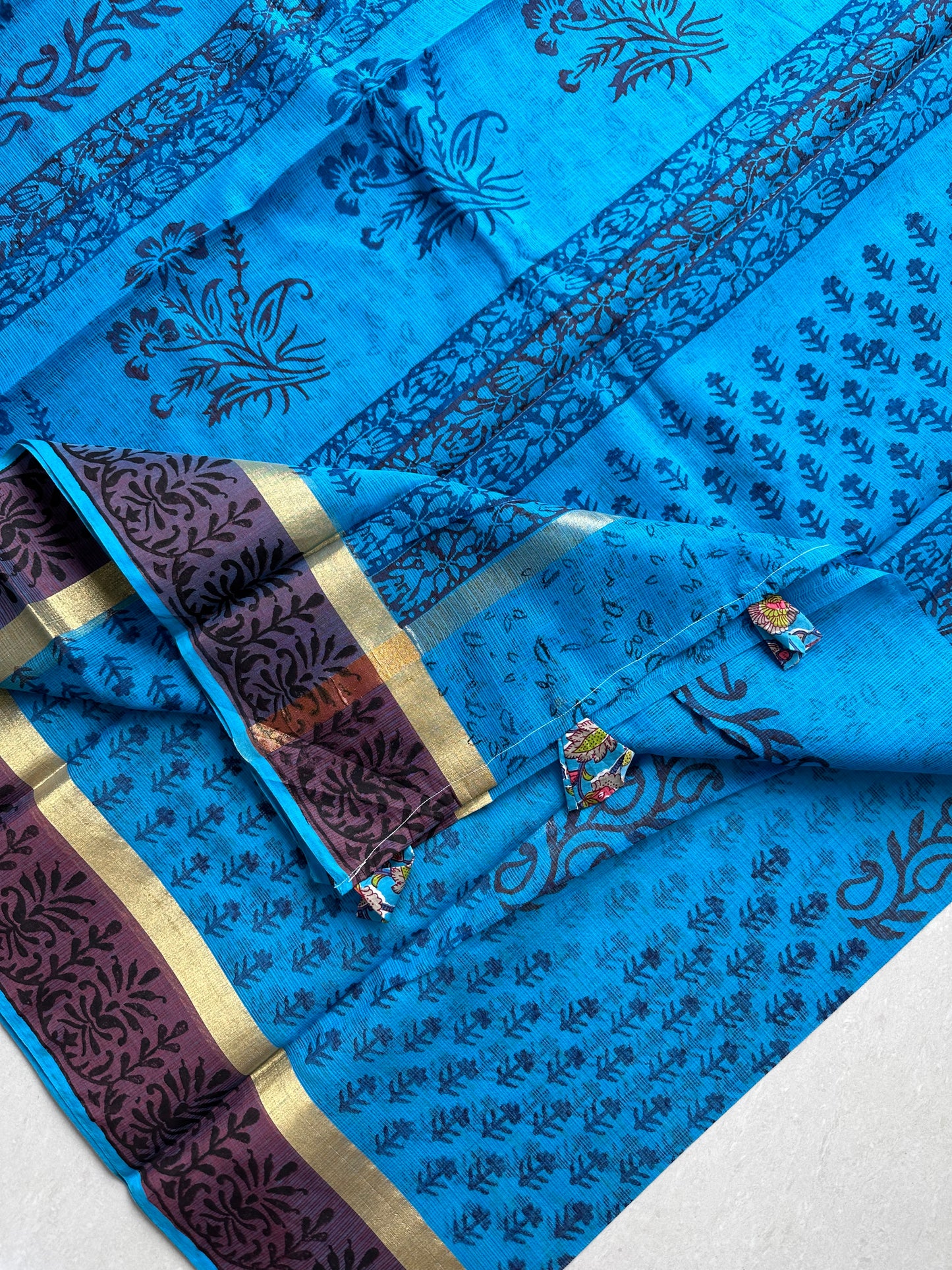 Pure HandBlock Printed Kota Cotton Doria Saree