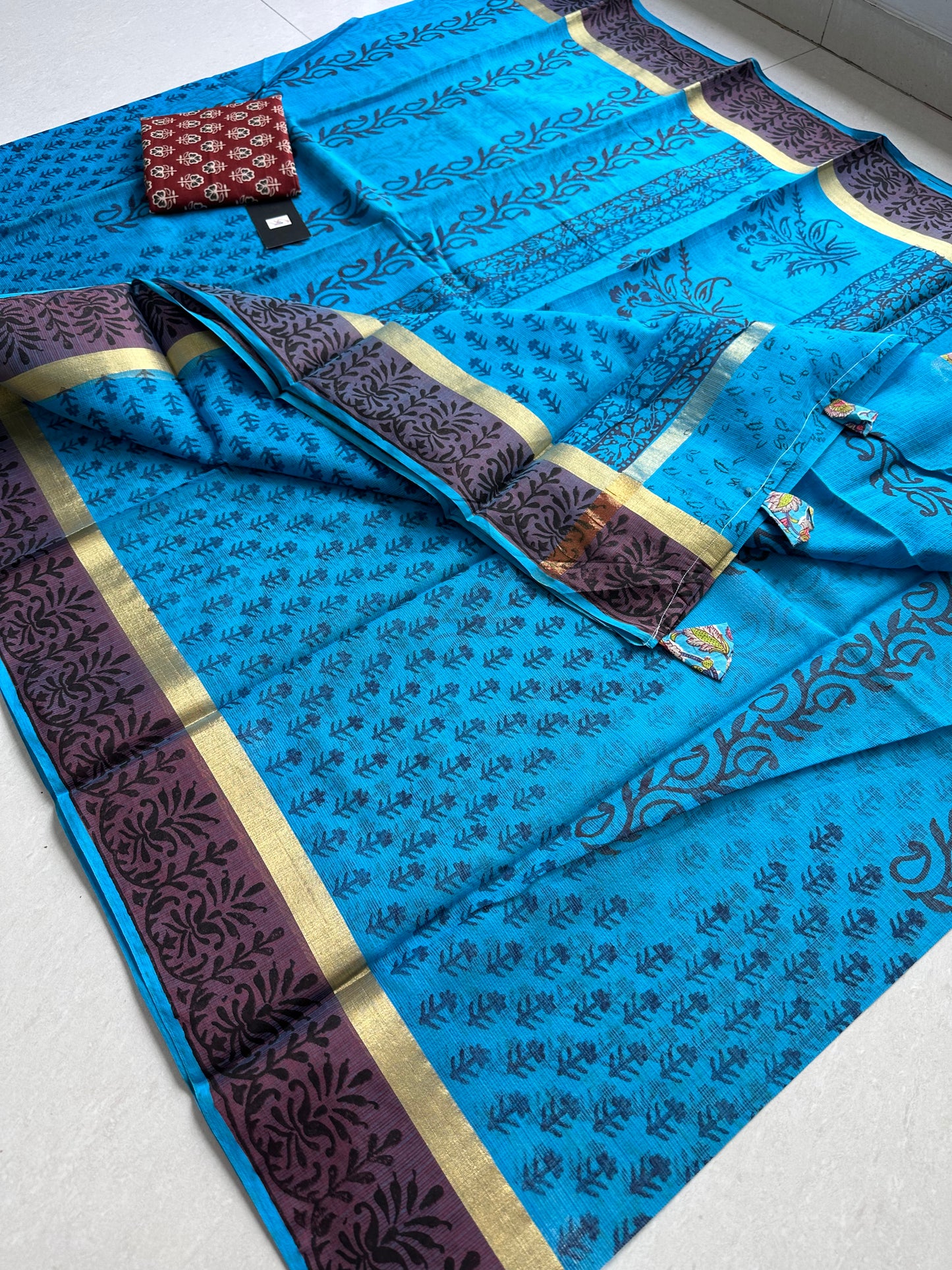 Pure HandBlock Printed Kota Cotton Doria Saree