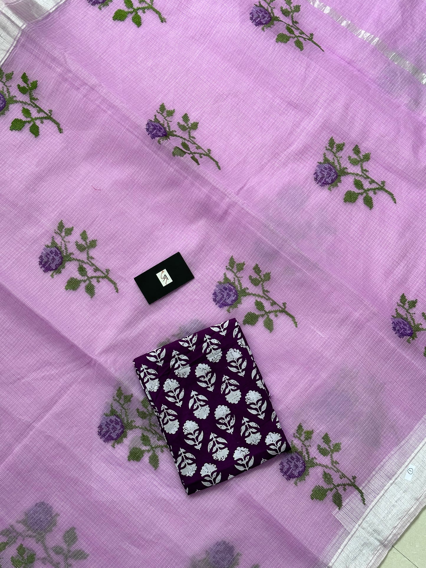 Embroidered Kota Cotton Doria Saree