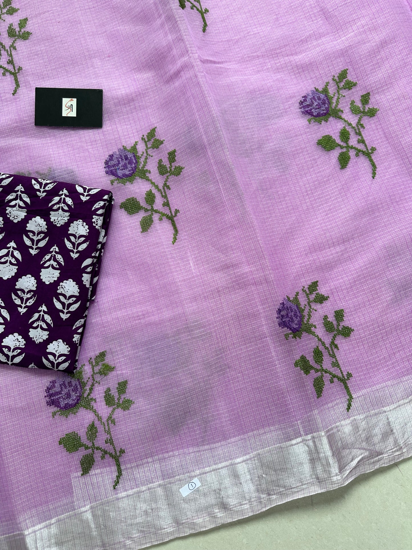 Embroidered Kota Cotton Doria Saree