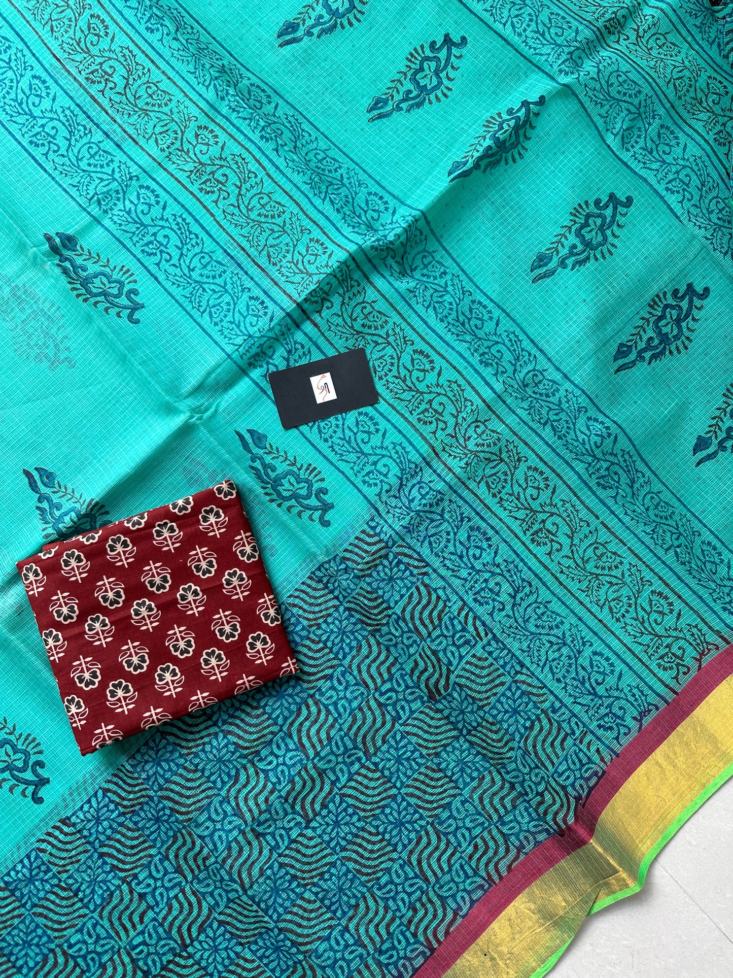 Pure HandBlock Printed Kota Cotton Doria Saree