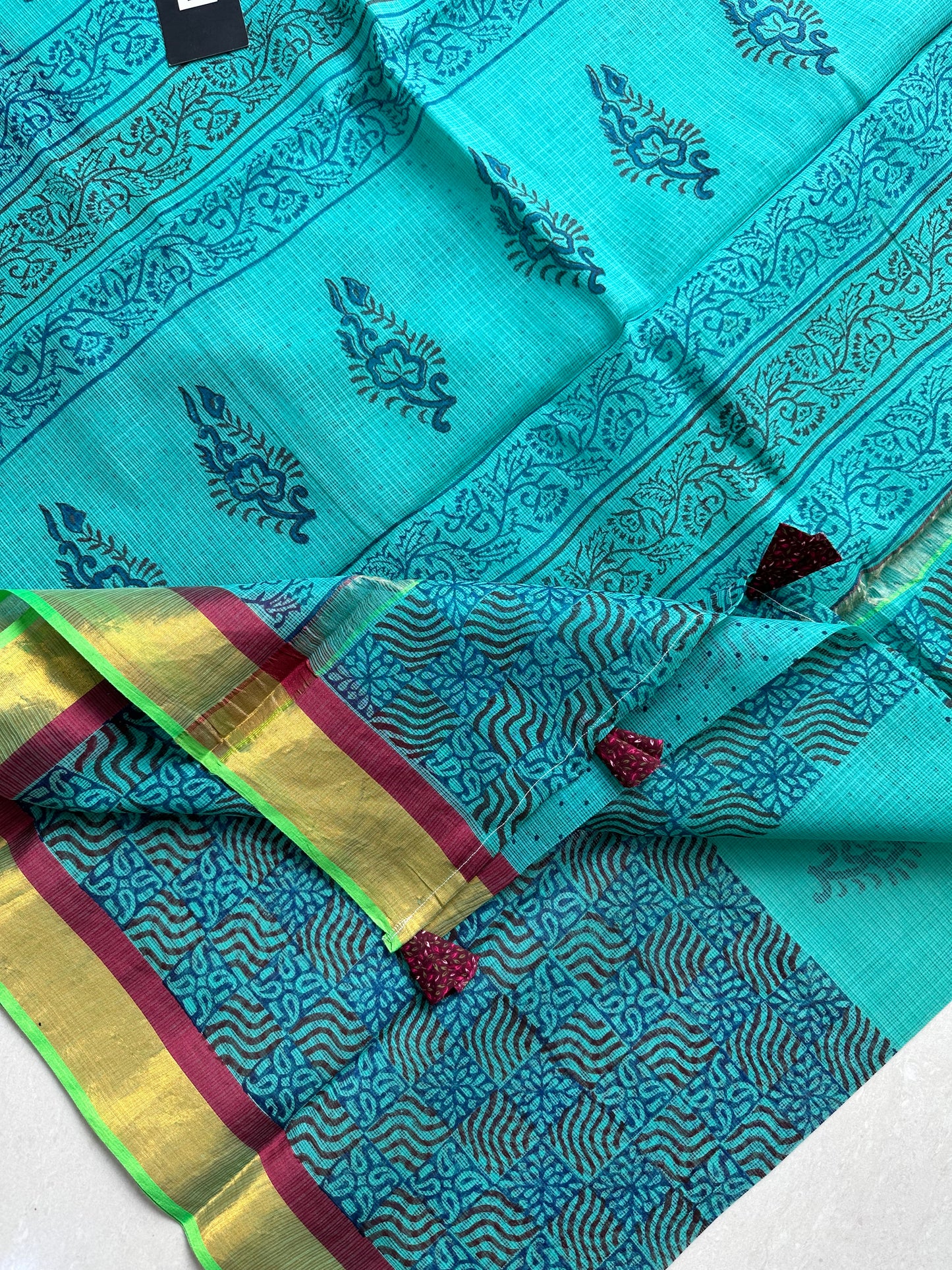 Pure HandBlock Printed Kota Cotton Doria Saree