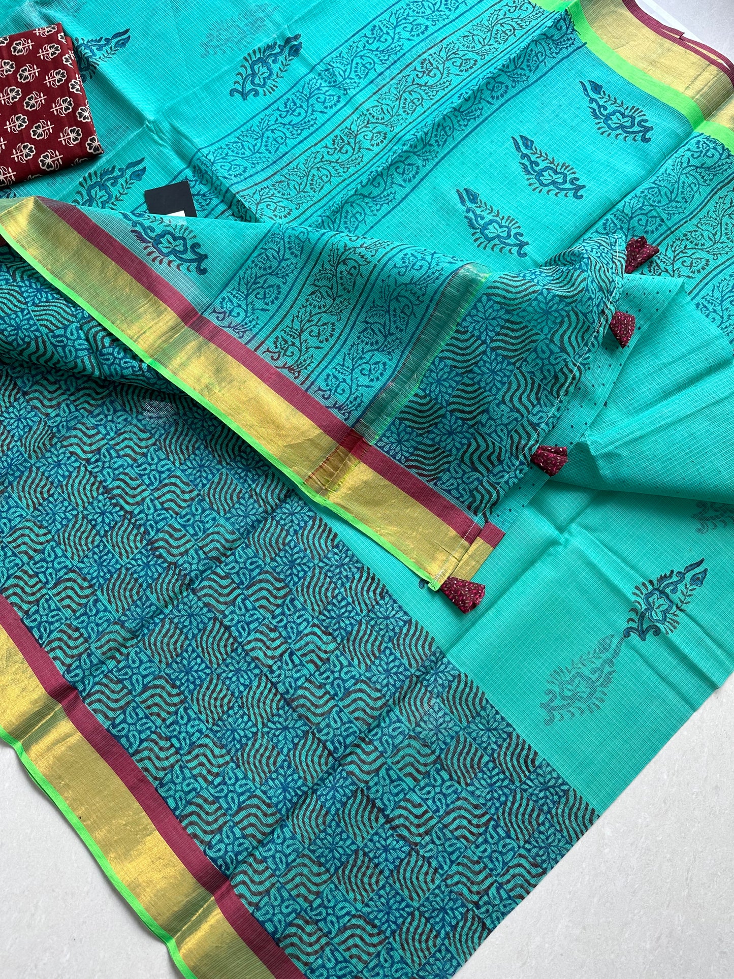 Pure HandBlock Printed Kota Cotton Doria Saree