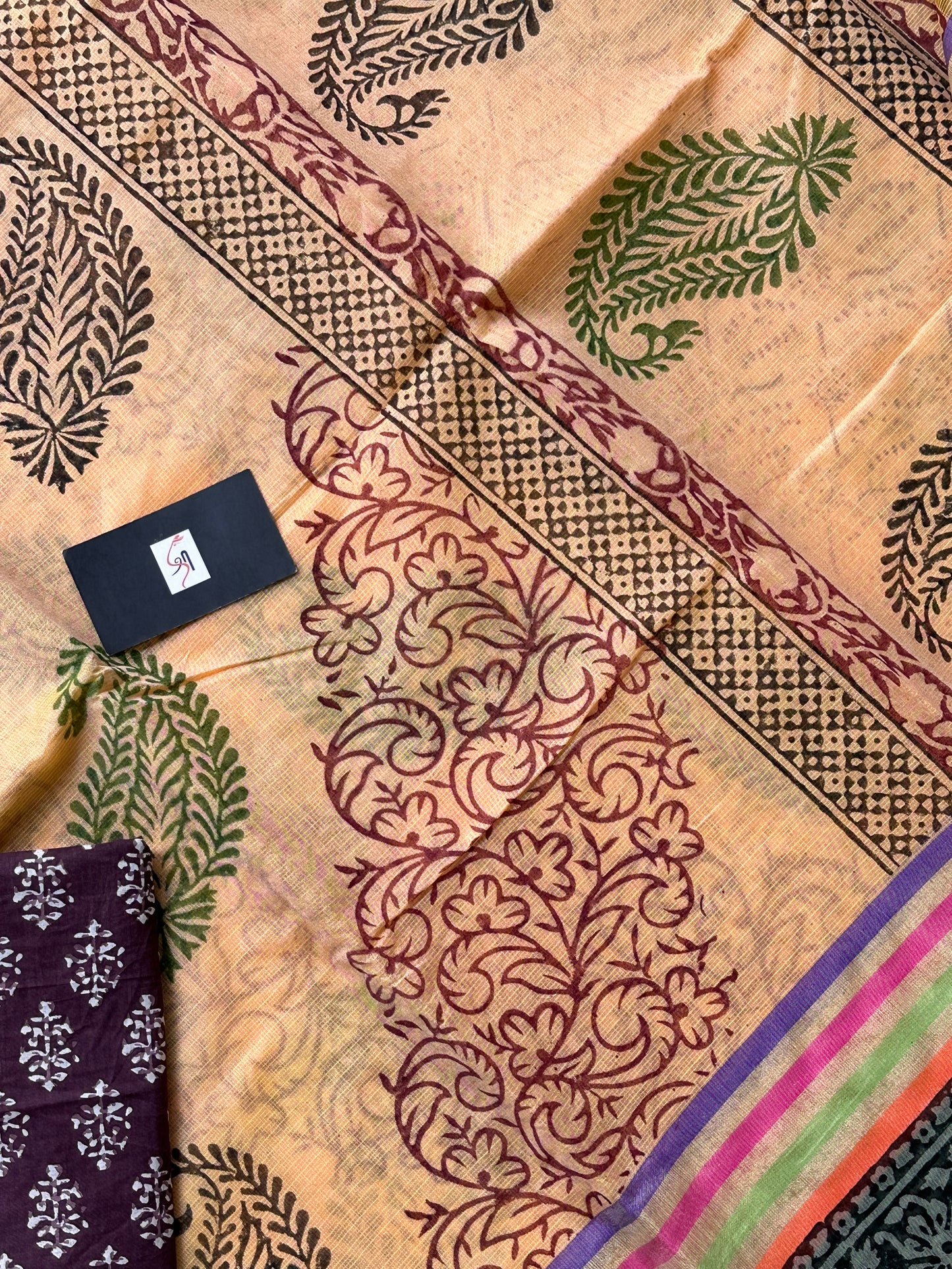 Pure HandBlock Printed Kota Cotton Doria Saree