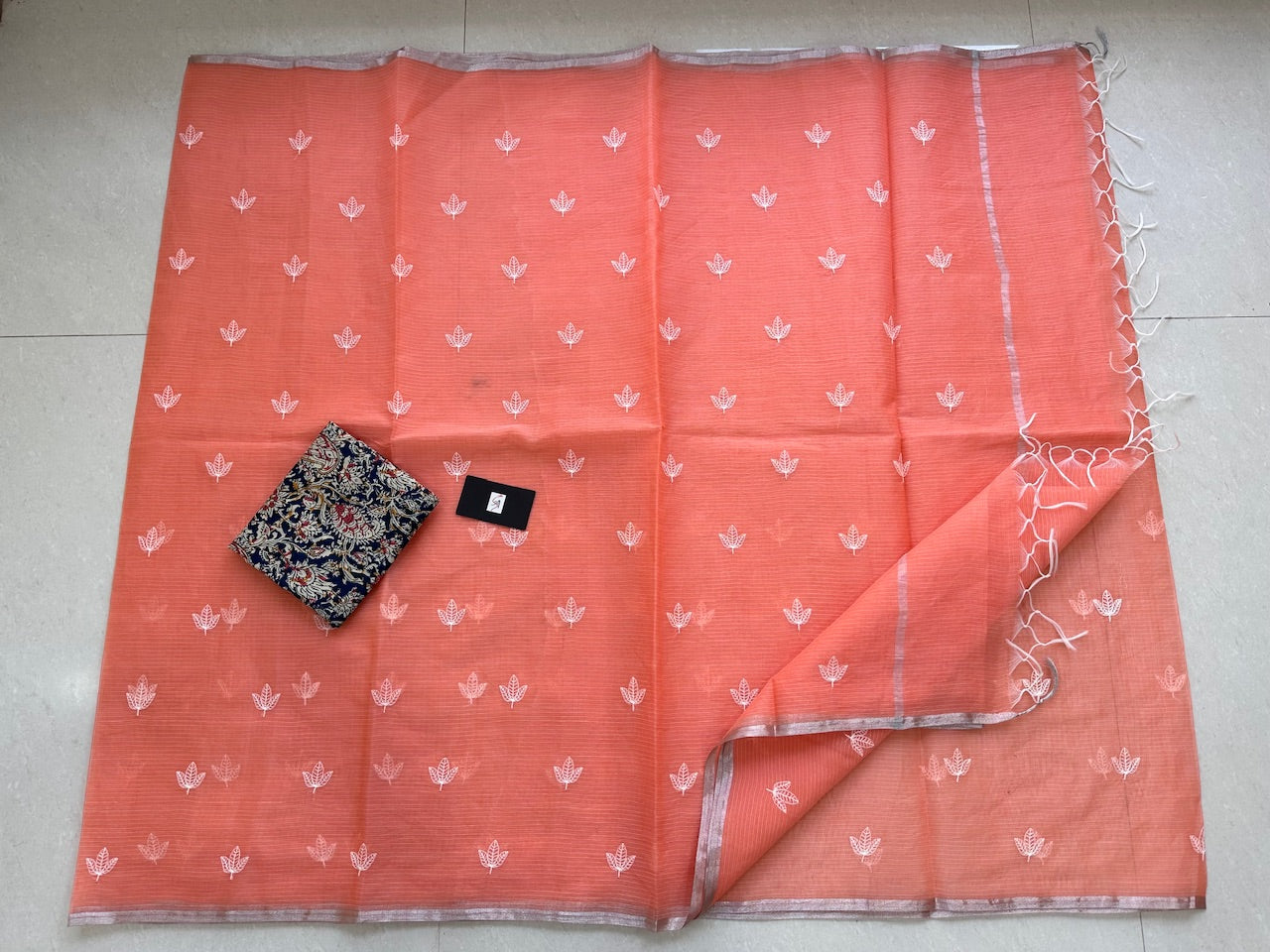 Embroidered Kota Cotton Doria Saree