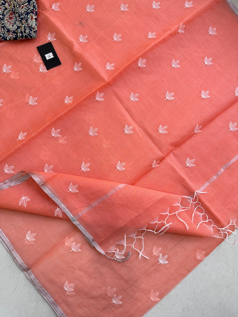 Embroidered Kota Cotton Doria Saree