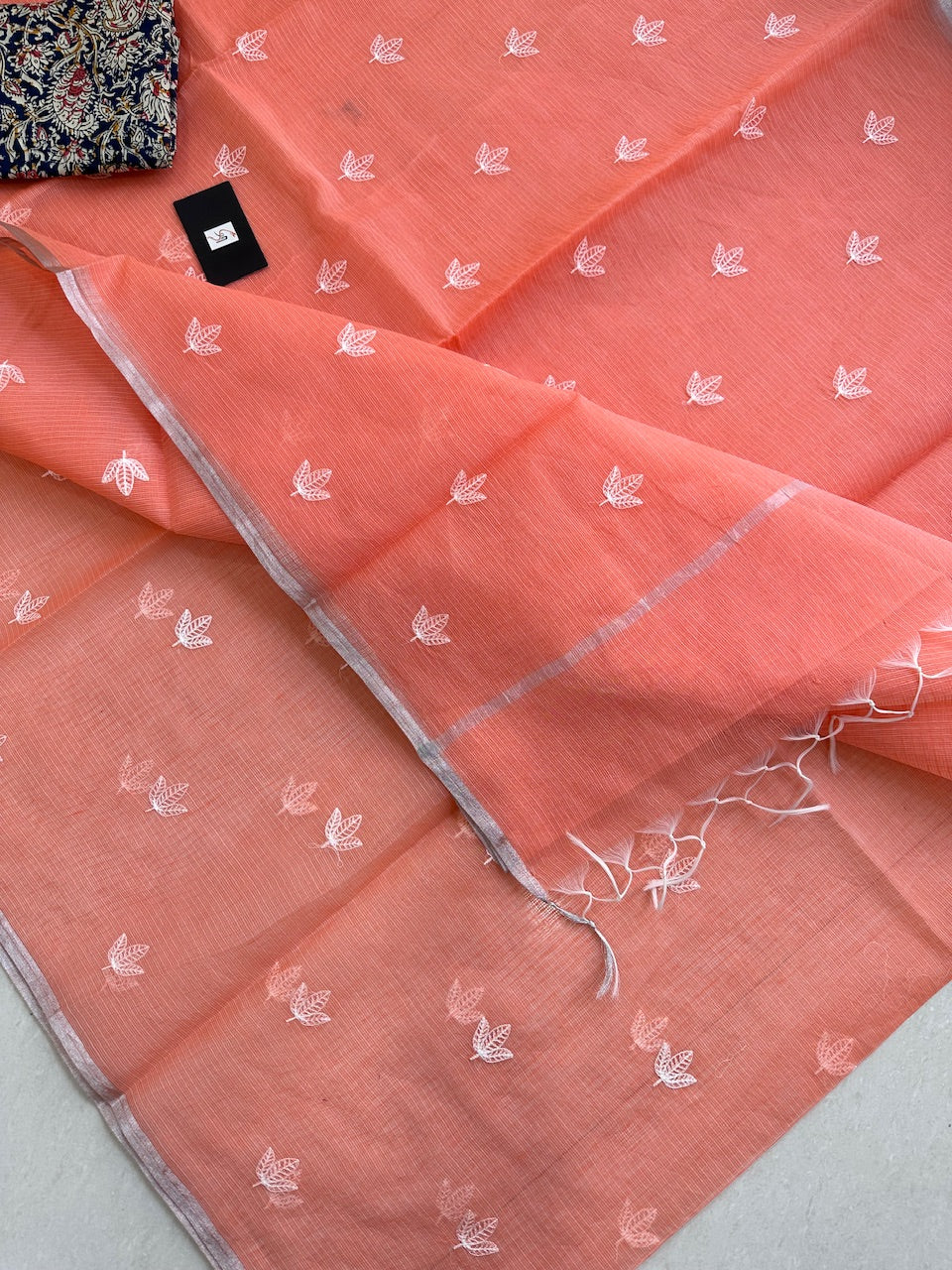 Embroidered Kota Cotton Doria Saree