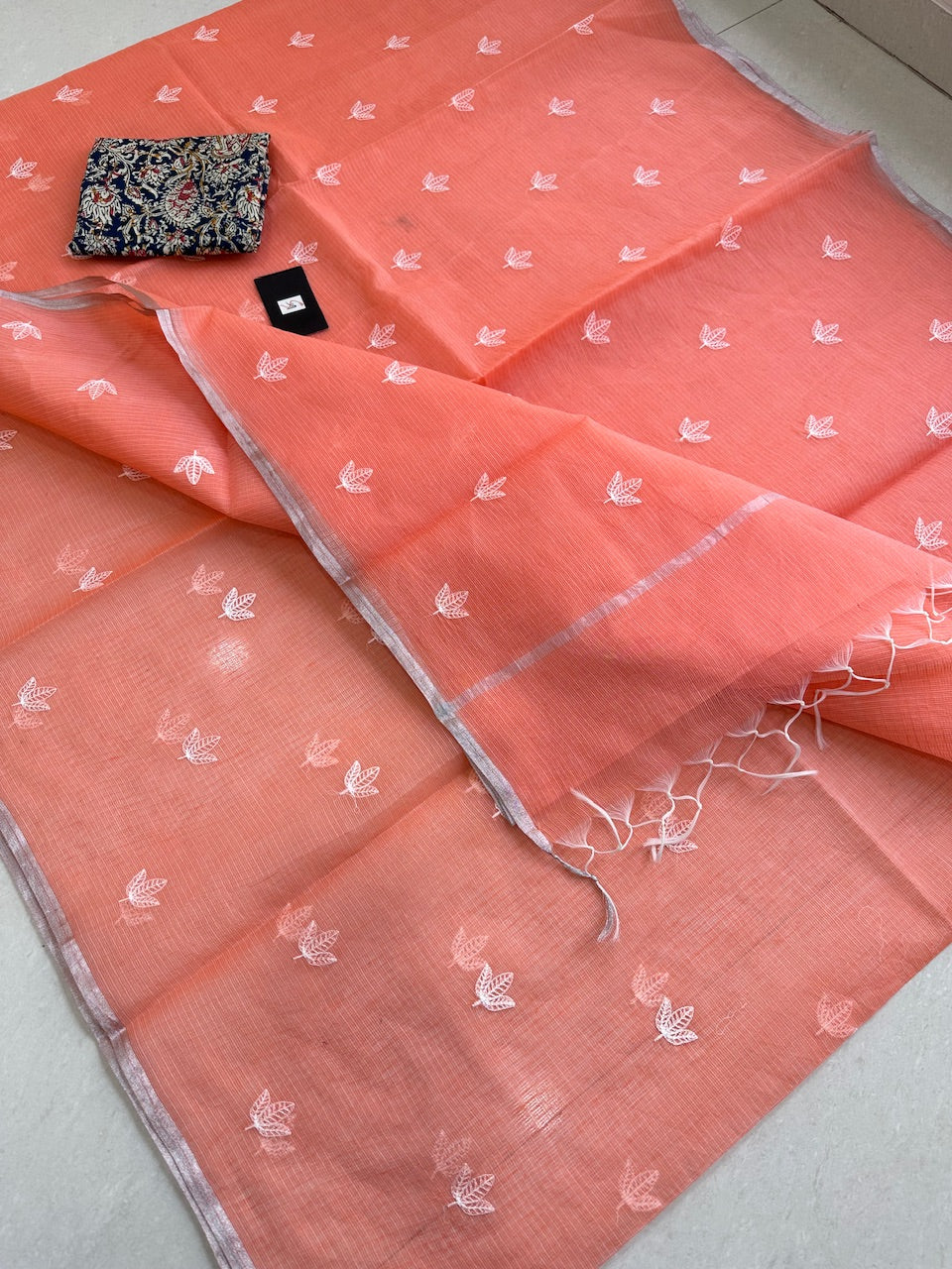 Embroidered Kota Cotton Doria Saree