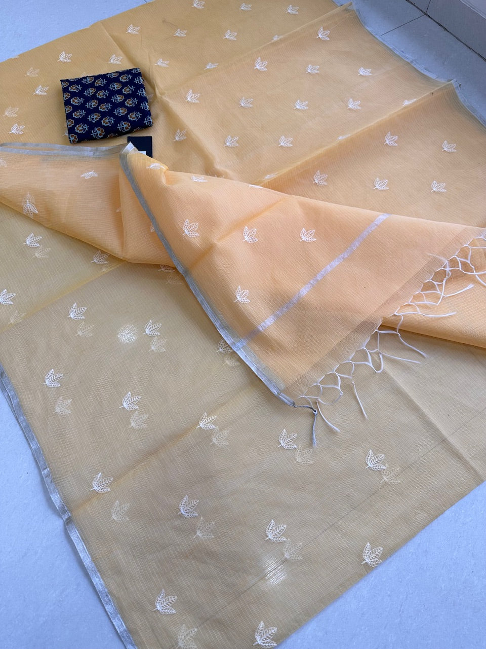 Embroidered Kota Cotton Doria Saree