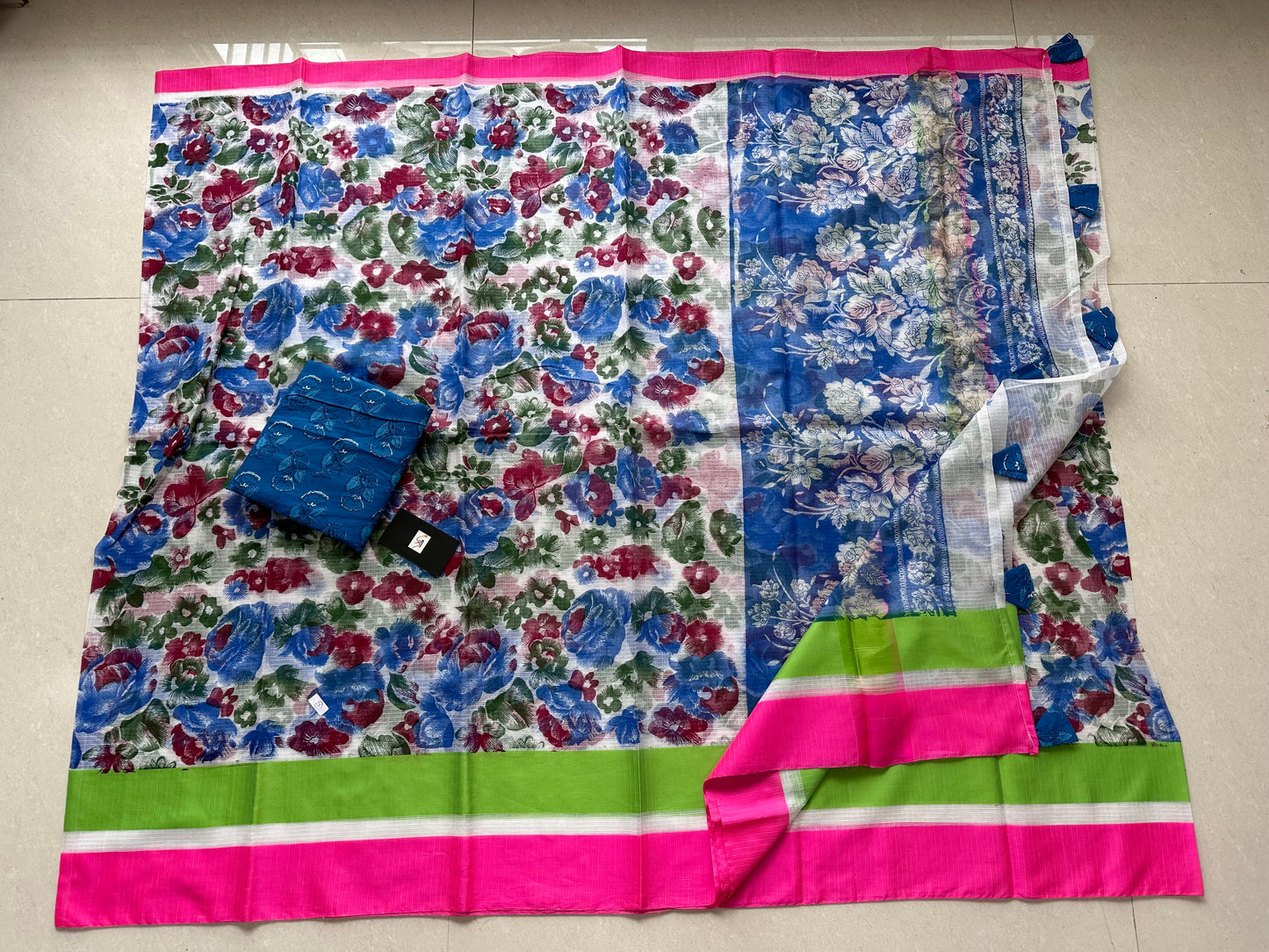 Pure HandBlock Printed Kota Cotton Doria Saree