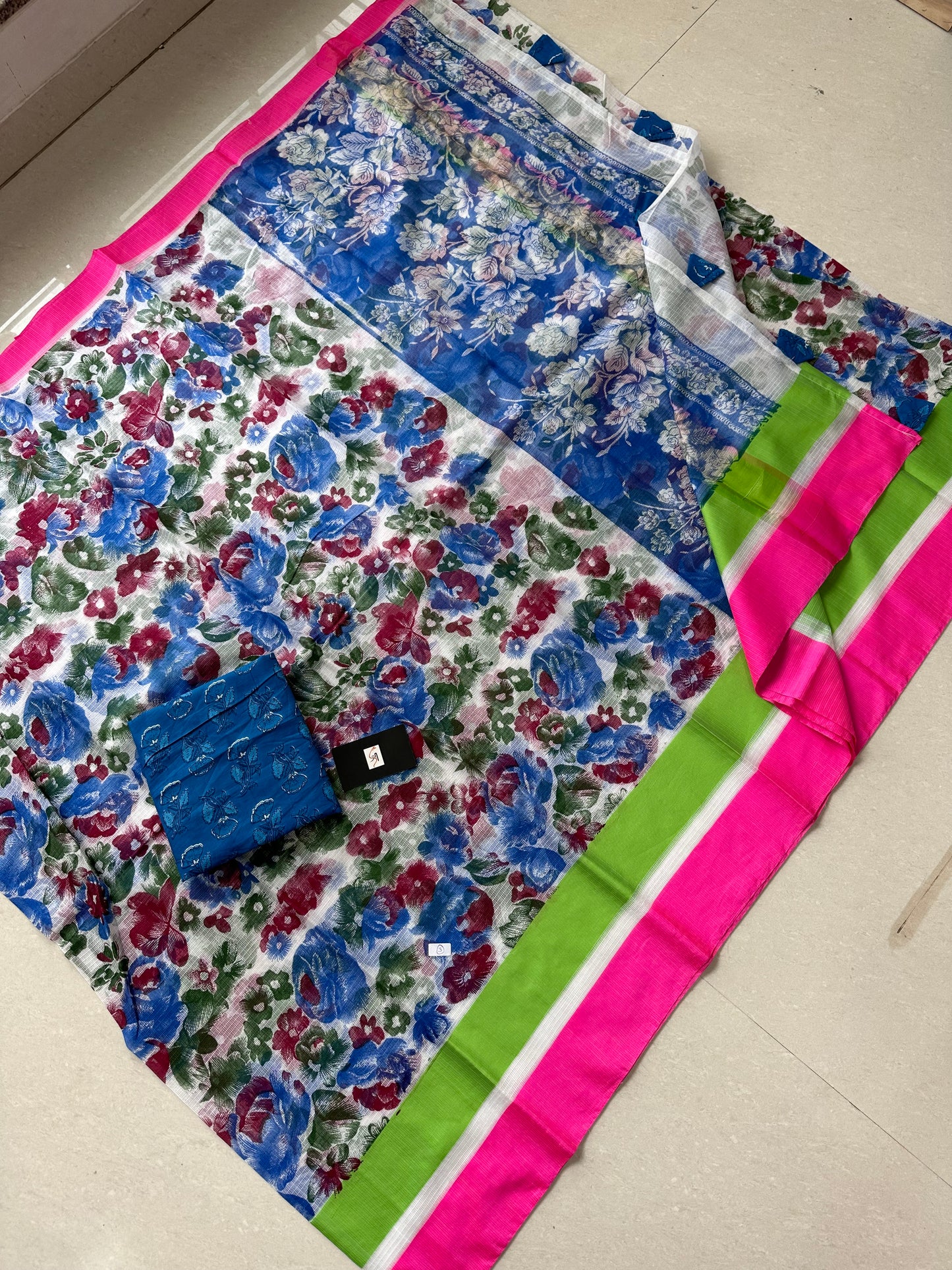 Pure HandBlock Printed Kota Cotton Doria Saree