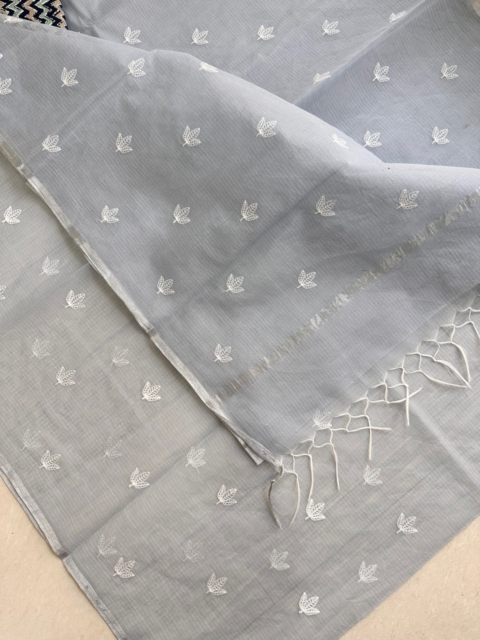 Embroidered Kota Cotton Doria Saree