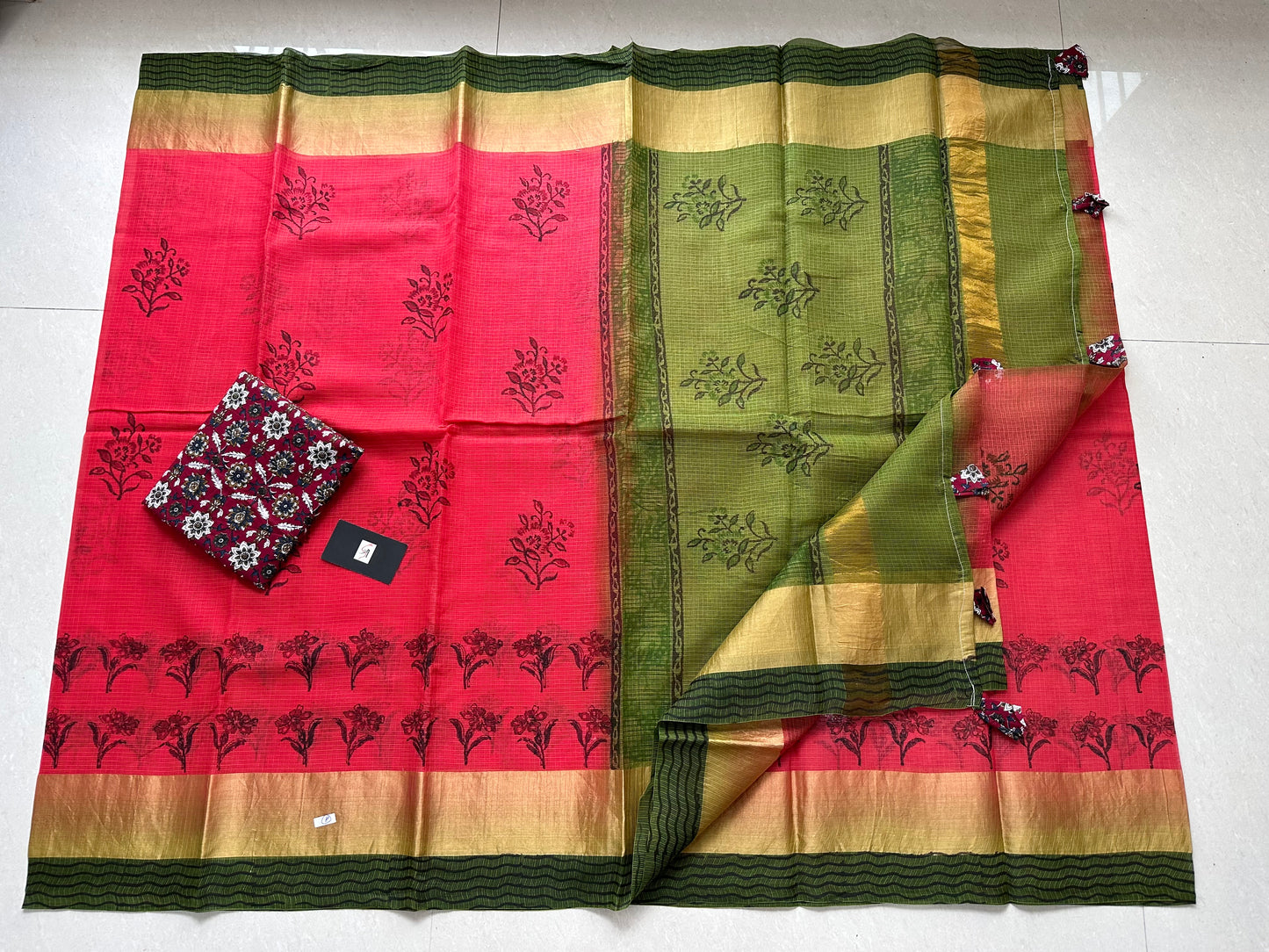 Pure HandBlock Printed Kota Cotton Doria Saree