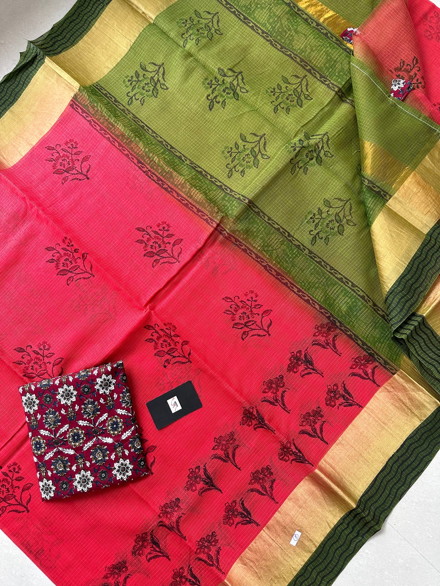 Pure HandBlock Printed Kota Cotton Doria Saree