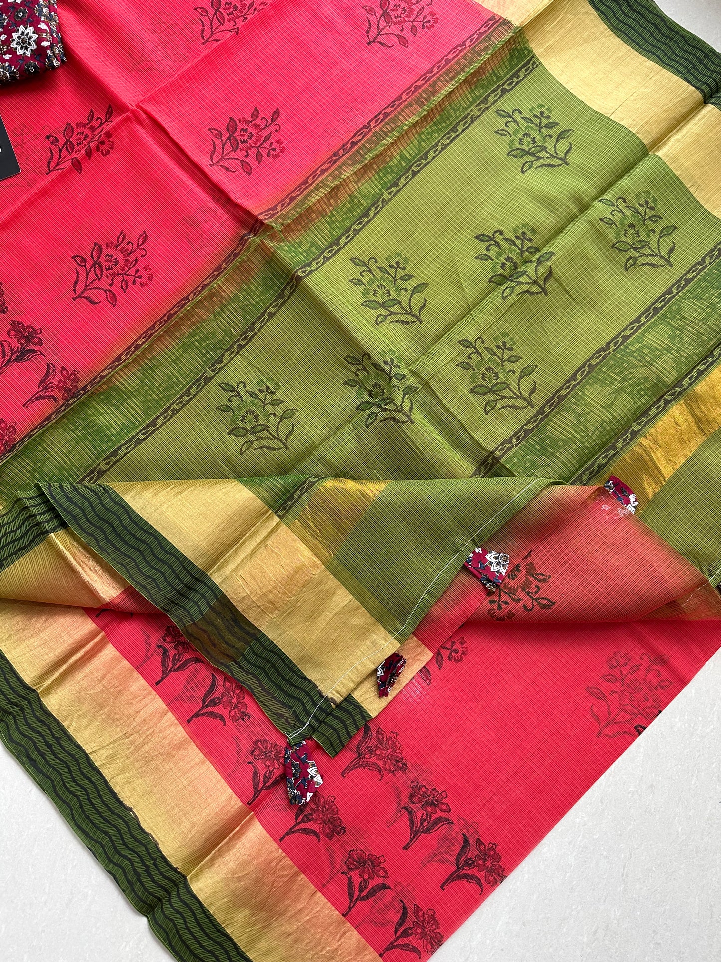 Pure HandBlock Printed Kota Cotton Doria Saree