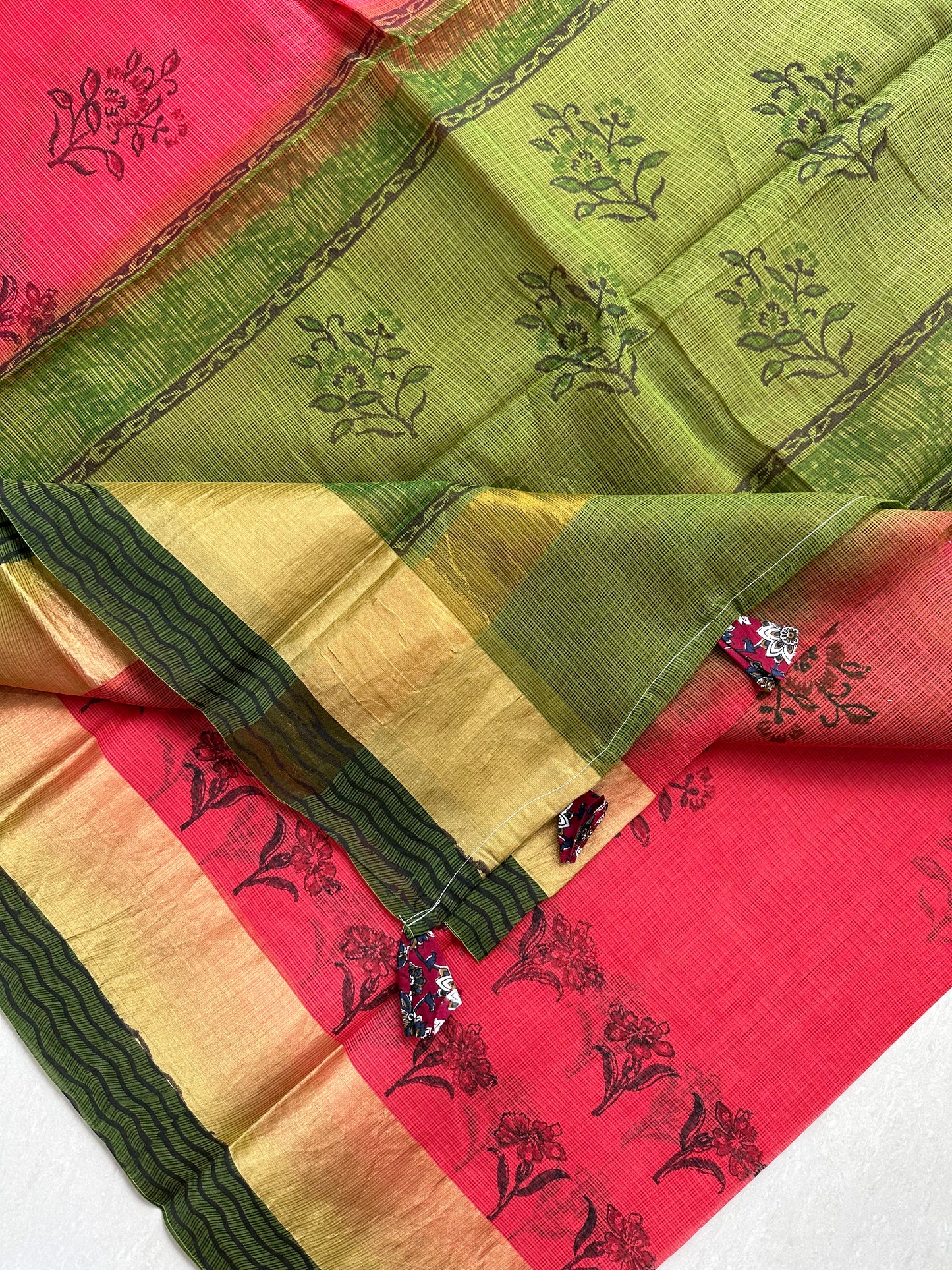 Pure HandBlock Printed Kota Cotton Doria Saree