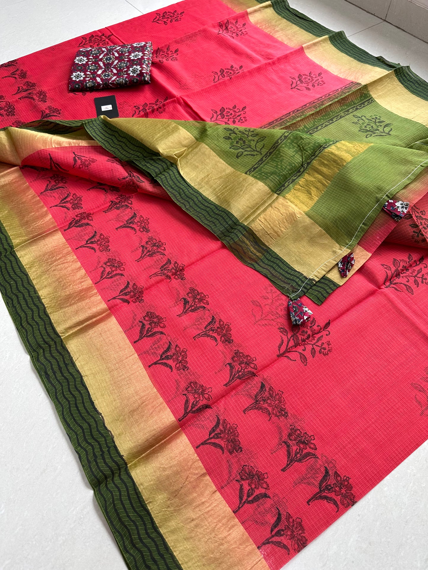 Pure HandBlock Printed Kota Cotton Doria Saree