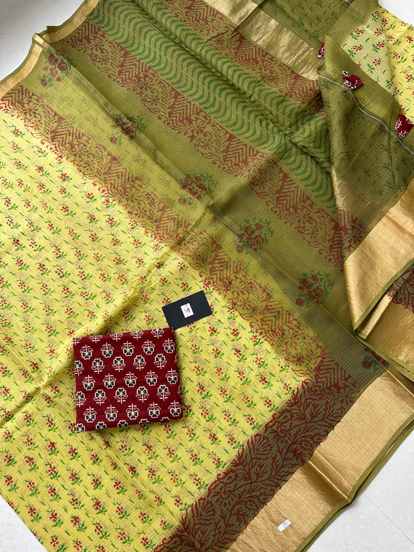 Pure HandBlock Printed Kota Cotton Doria Saree