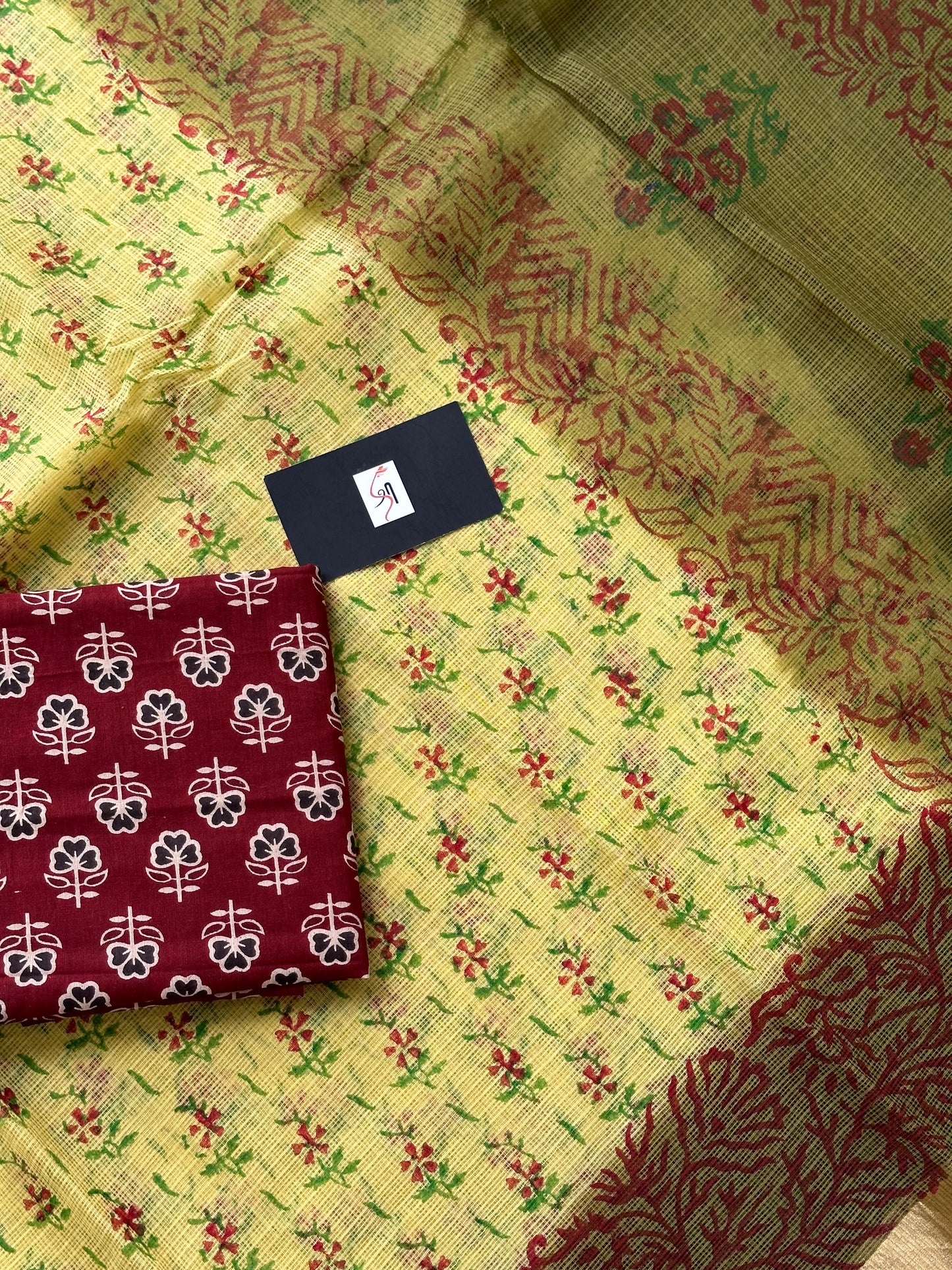 Pure HandBlock Printed Kota Cotton Doria Saree