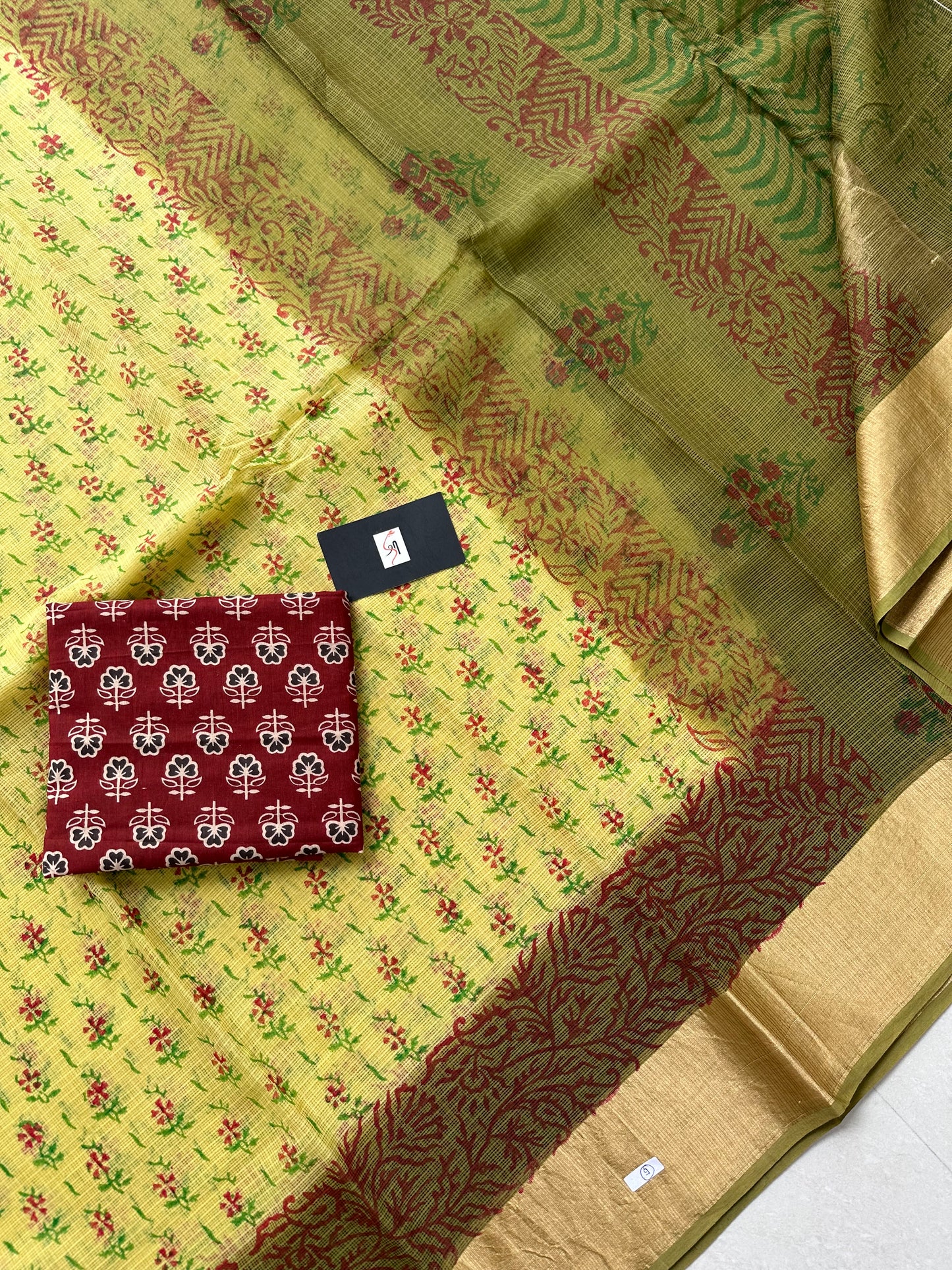 Pure HandBlock Printed Kota Cotton Doria Saree