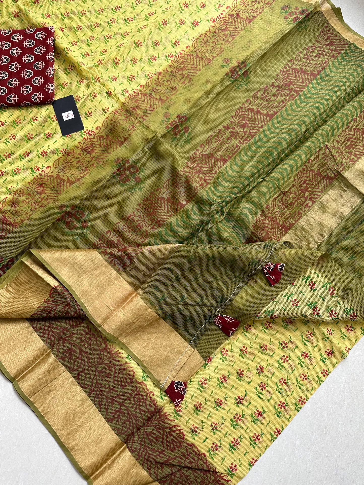 Pure HandBlock Printed Kota Cotton Doria Saree