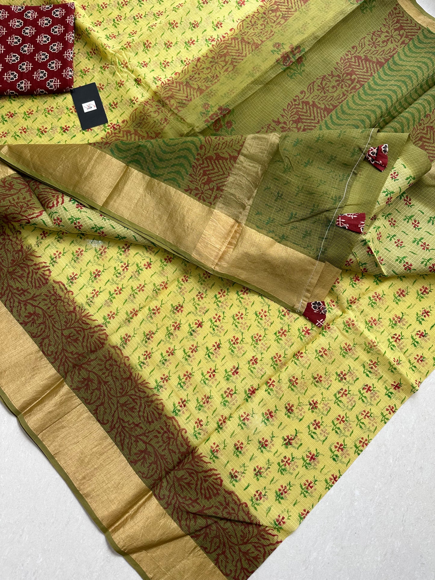 Pure HandBlock Printed Kota Cotton Doria Saree