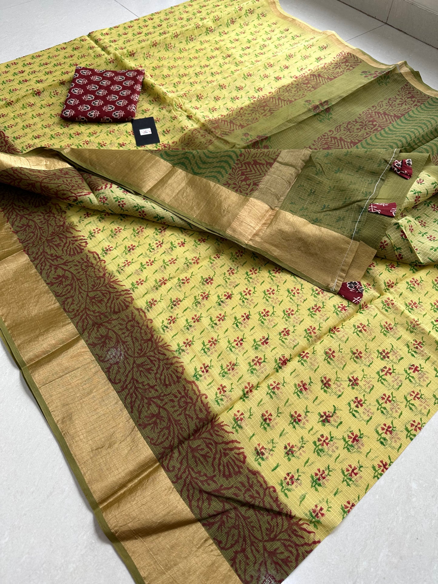 Pure HandBlock Printed Kota Cotton Doria Saree