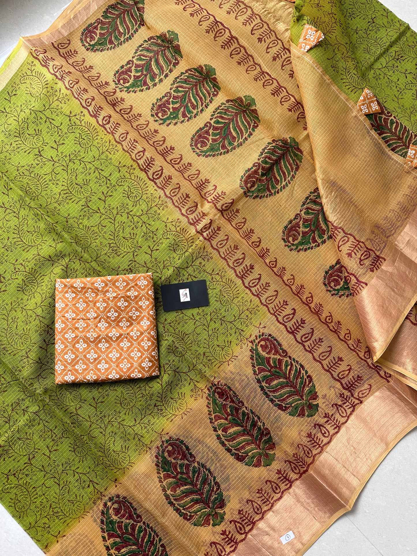 Pure HandBlock Printed Kota Cotton Doria Saree