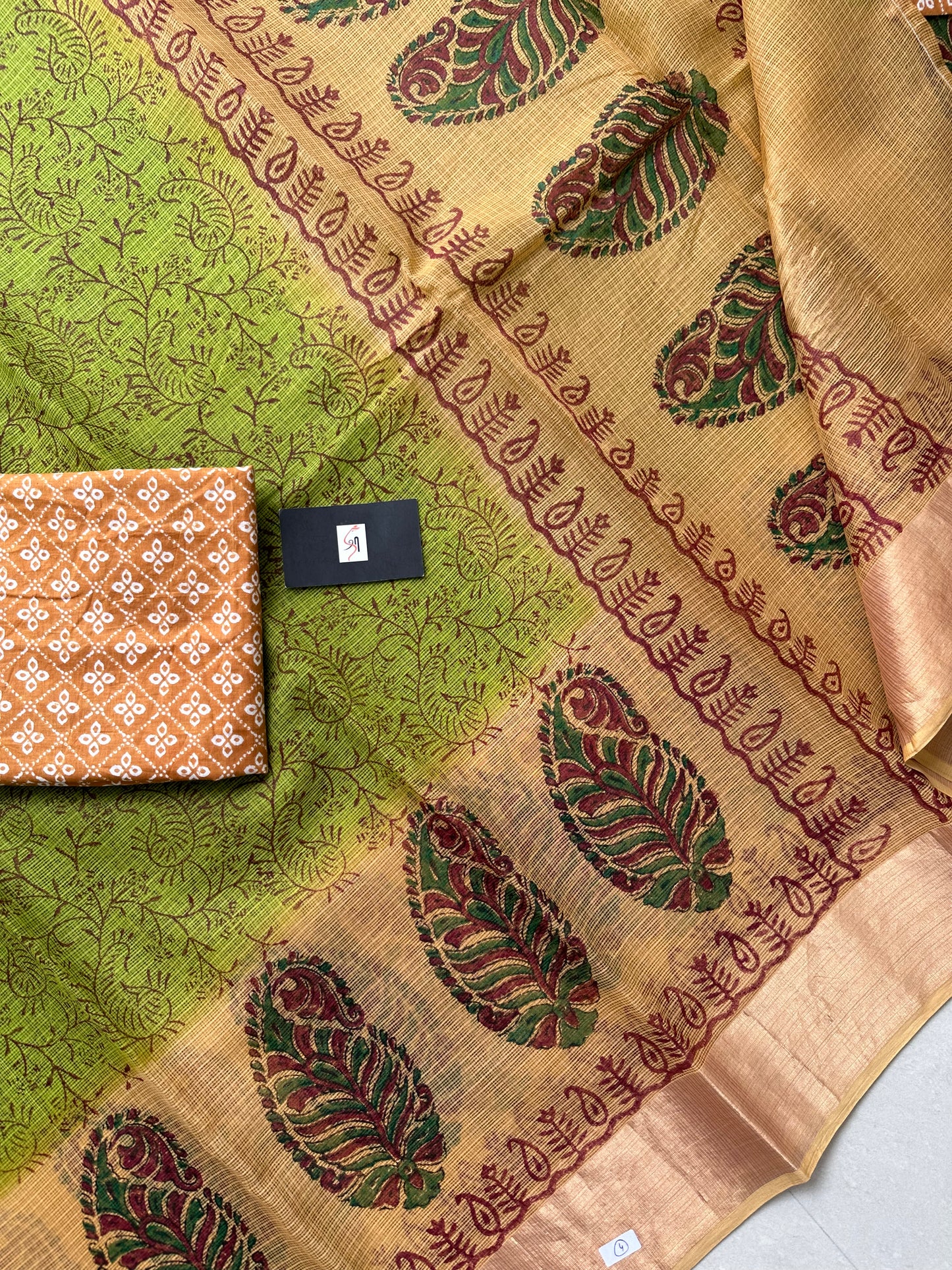 Pure HandBlock Printed Kota Cotton Doria Saree