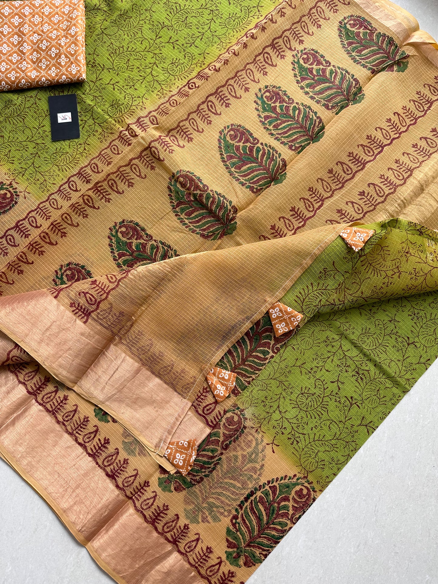 Pure HandBlock Printed Kota Cotton Doria Saree