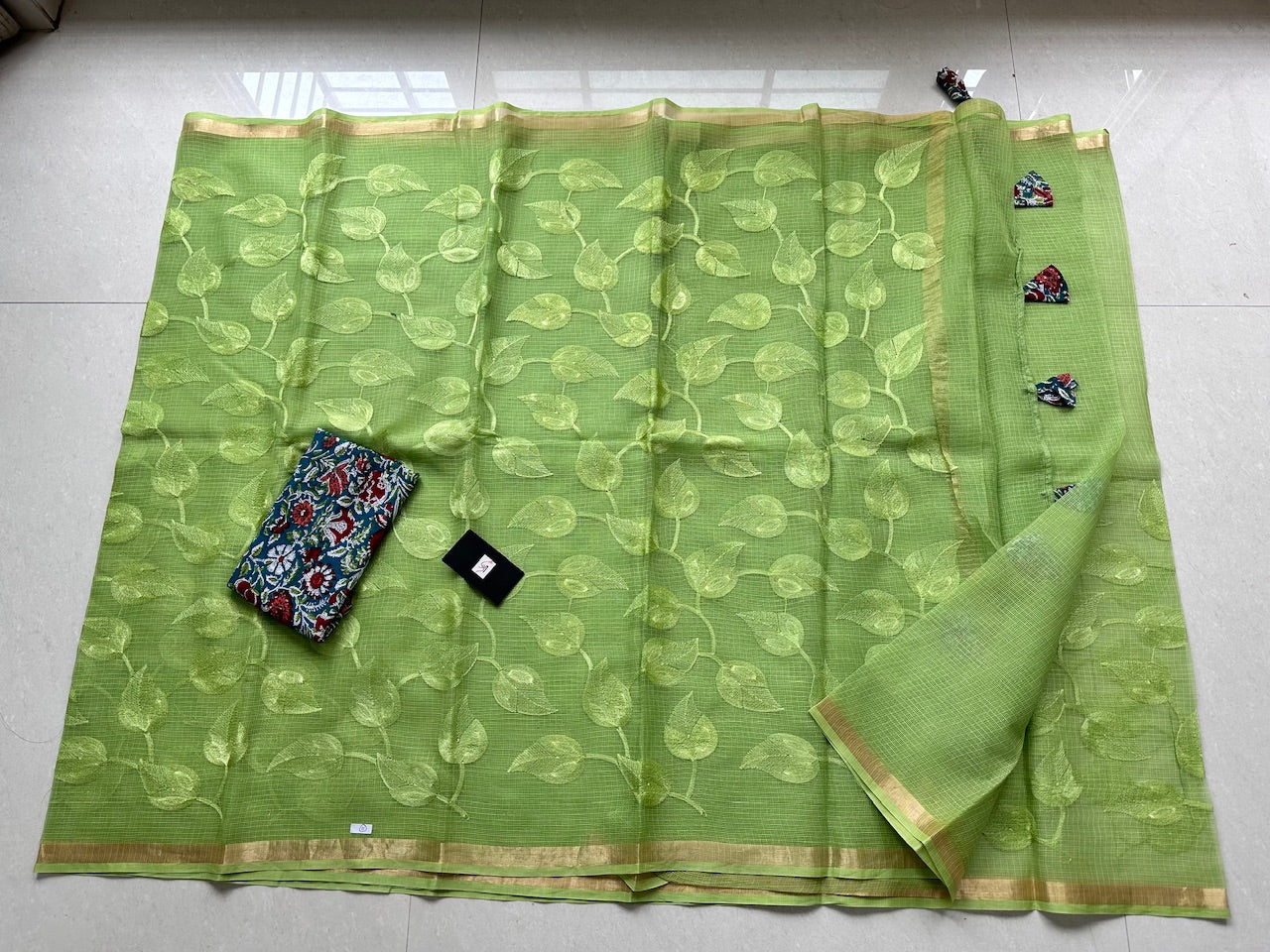 Pure Embroidered Kota Cotton Doria Saree