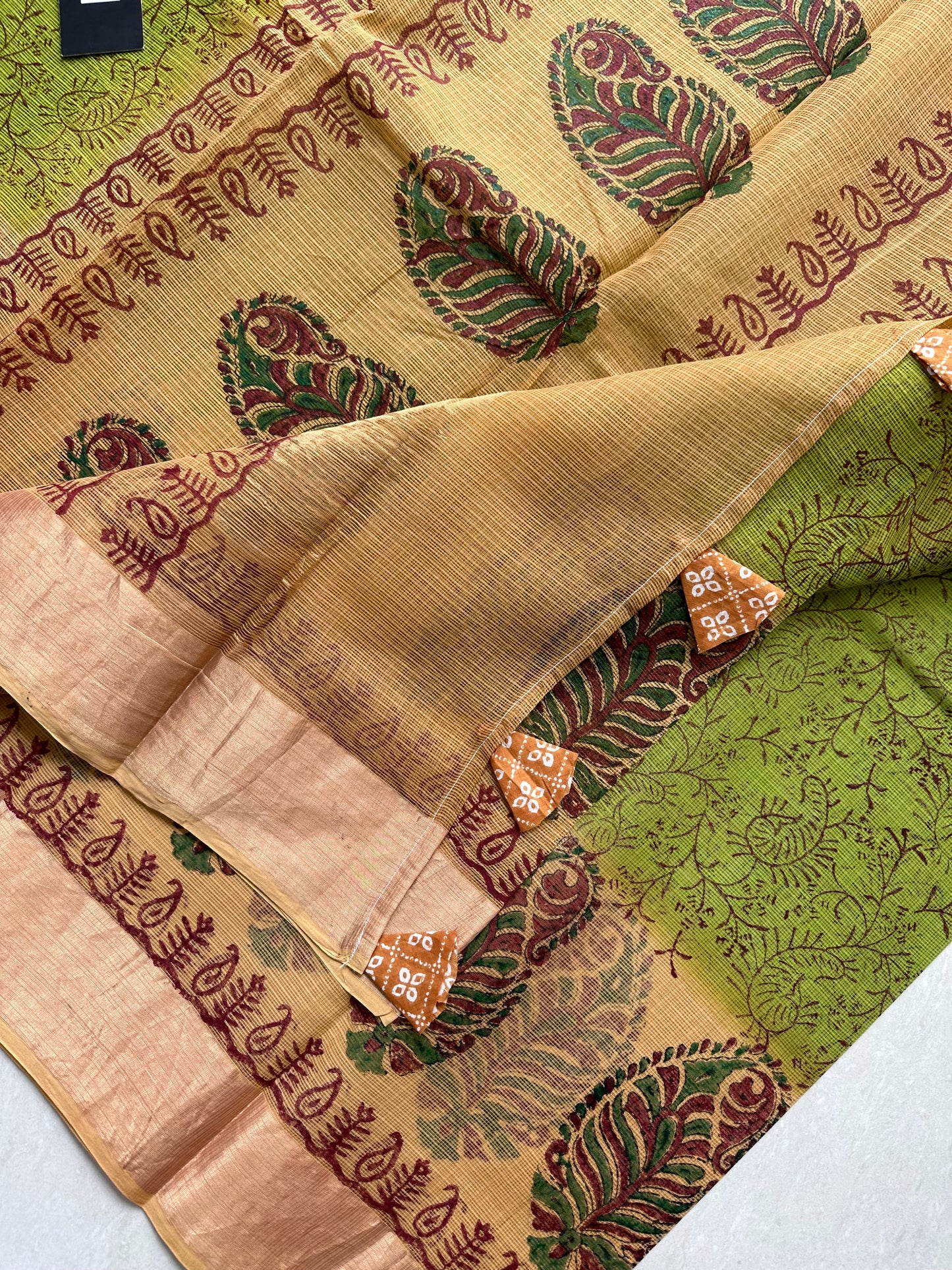 Pure HandBlock Printed Kota Cotton Doria Saree