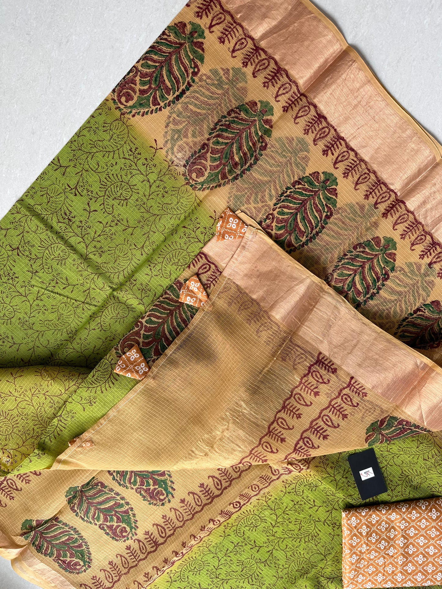 Pure HandBlock Printed Kota Cotton Doria Saree