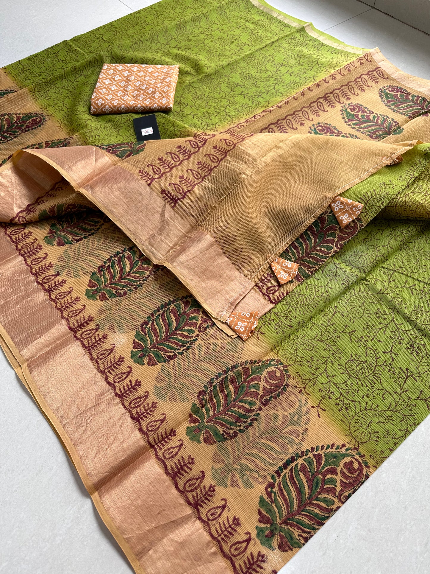 Pure HandBlock Printed Kota Cotton Doria Saree