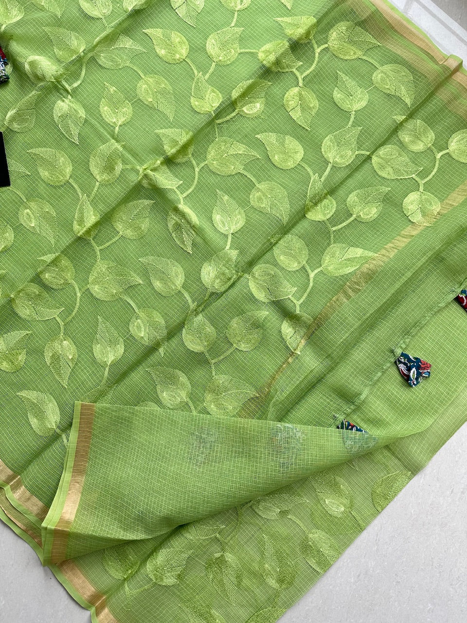 Pure Embroidered Kota Cotton Doria Saree