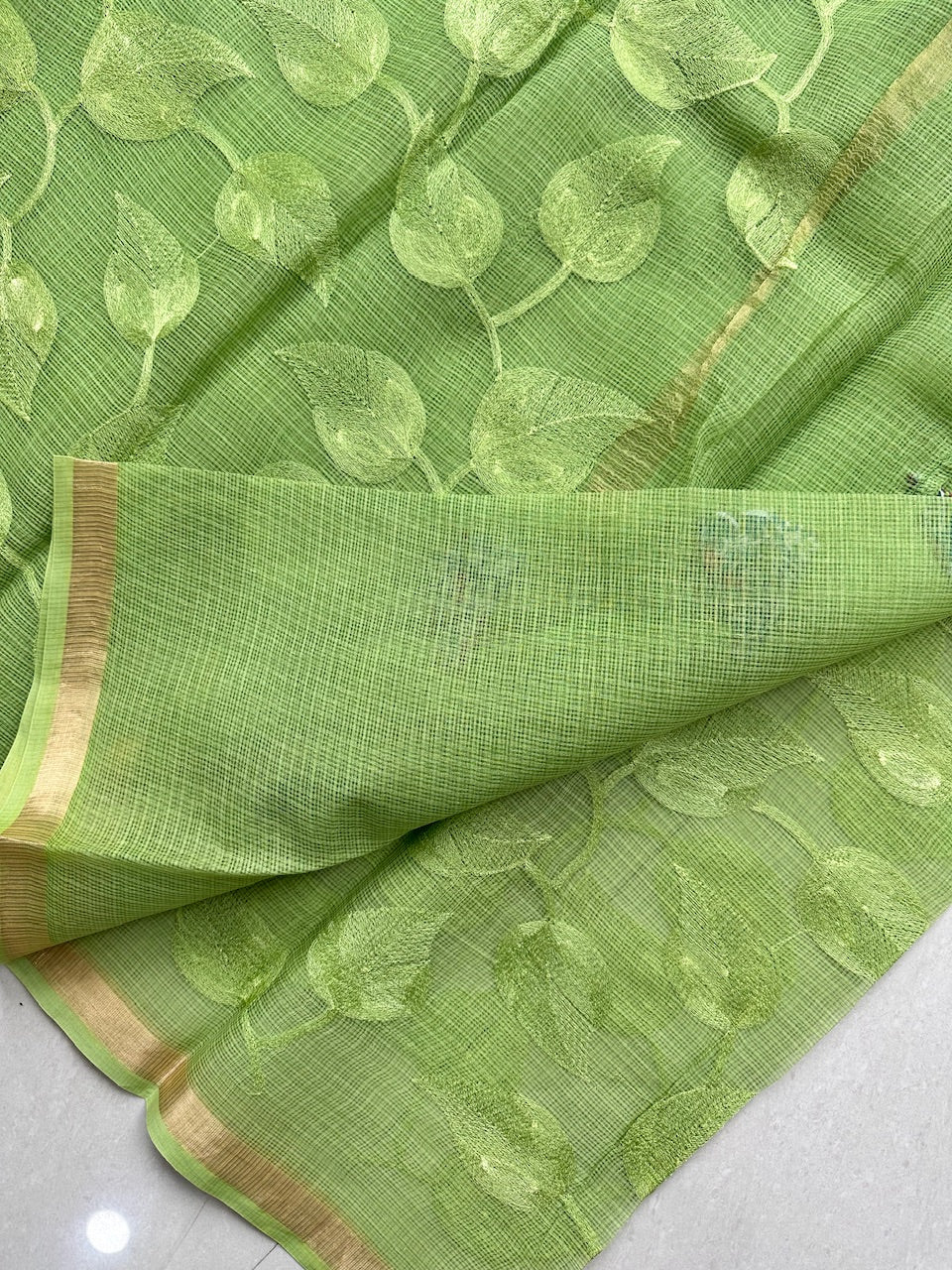 Pure Embroidered Kota Cotton Doria Saree